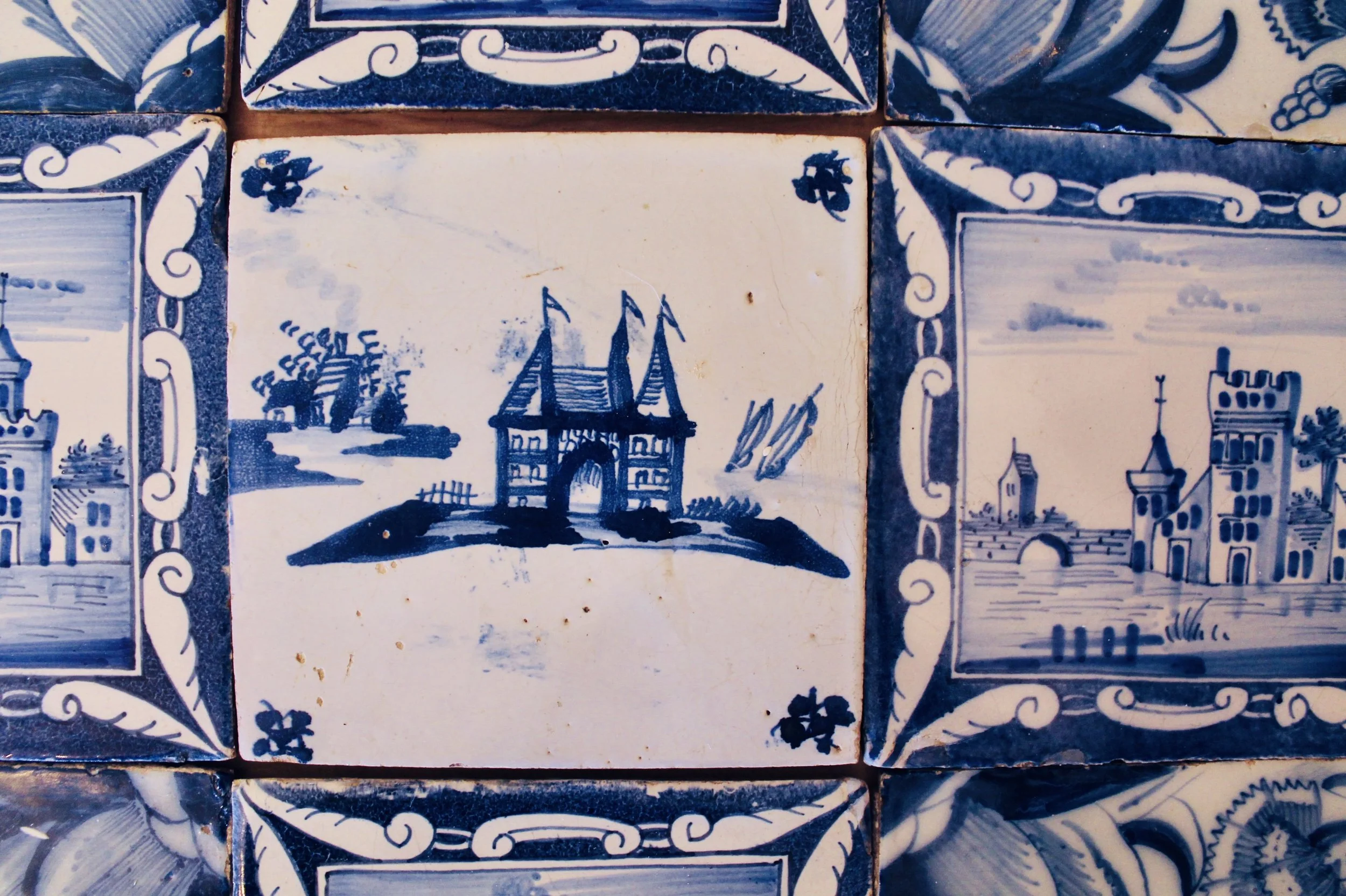 Antique Delftware Tile Collection: Nine Tiles