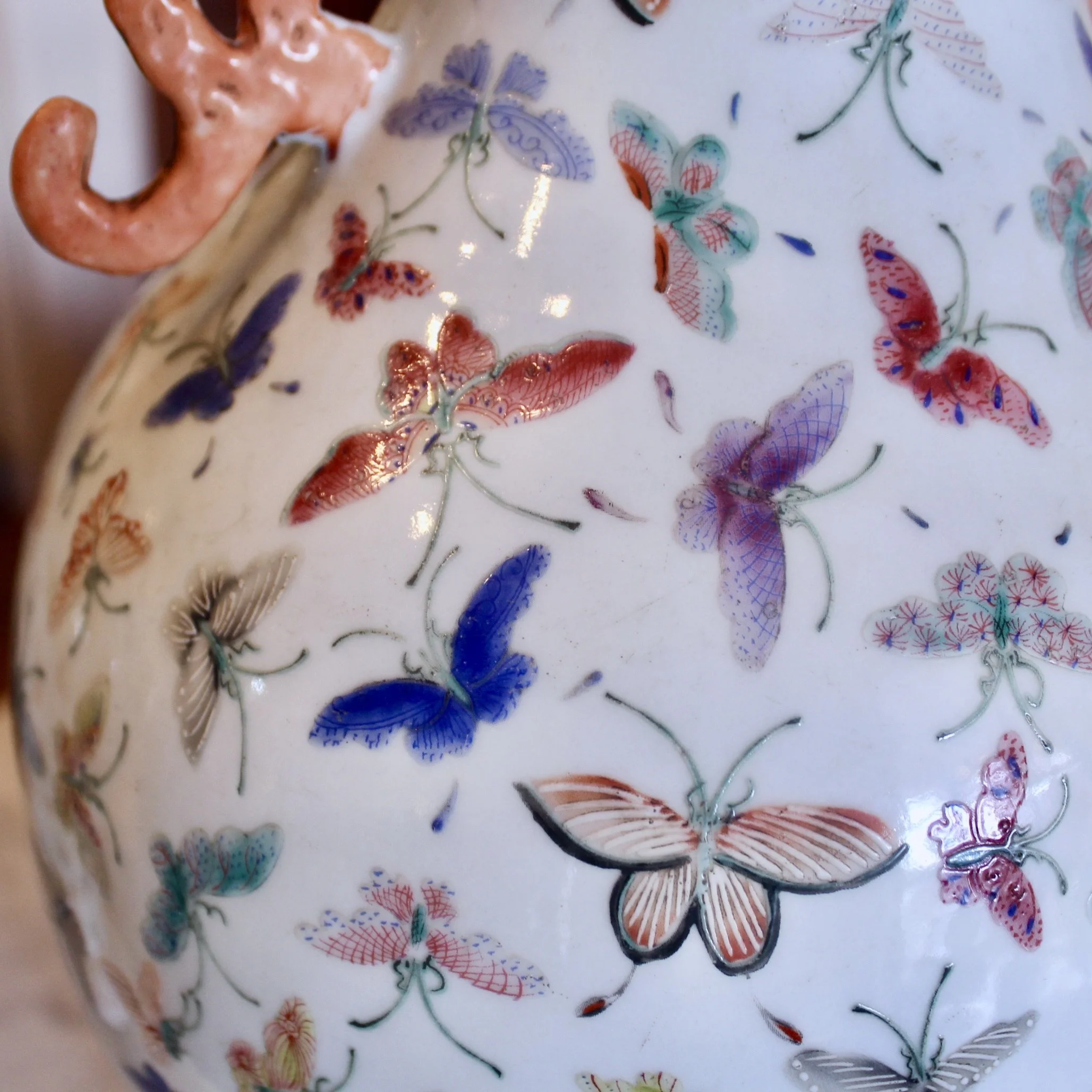 Pair of Large Chinese Thousand Butterfly Pattern Vases