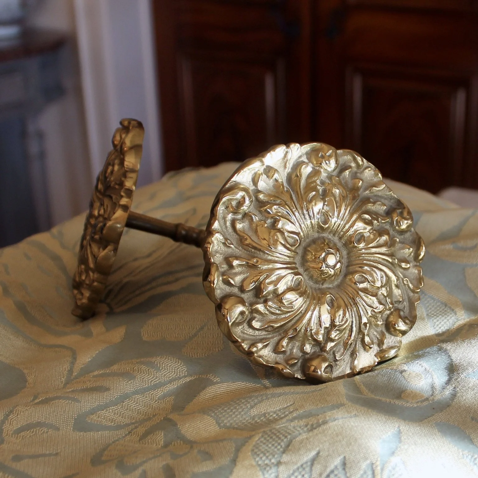 Pair of Solid Brass Rosette Curtain Tie Backs