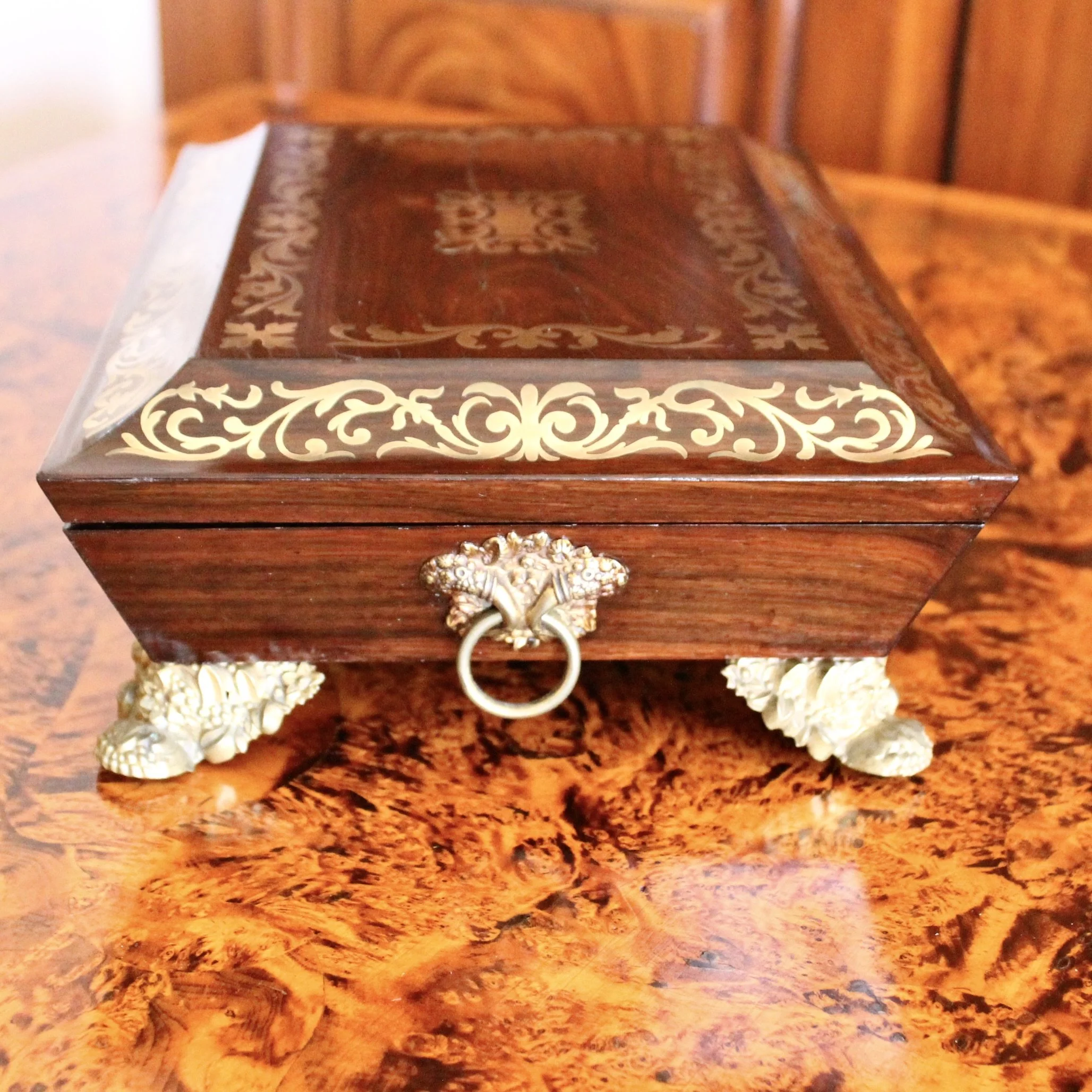 Regency Period Brass Inlaid Rosewood Box