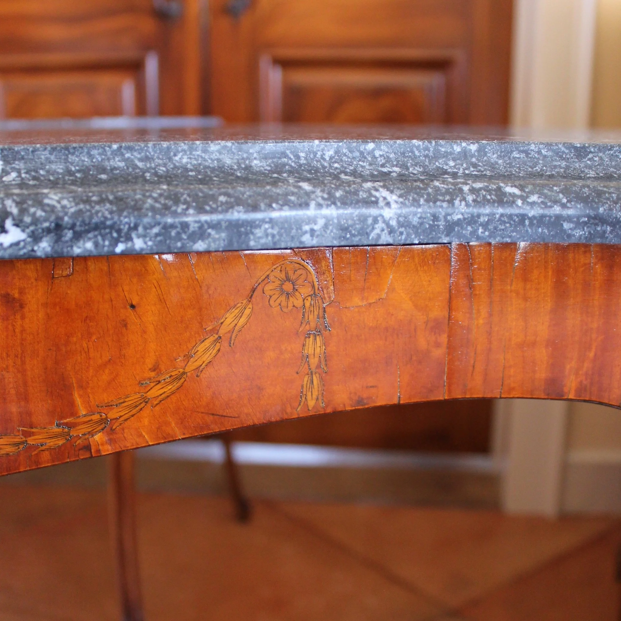 Pair-Edwardian-Satinwood-Marquetry-Console-Tables-With-Marble-Tops-front