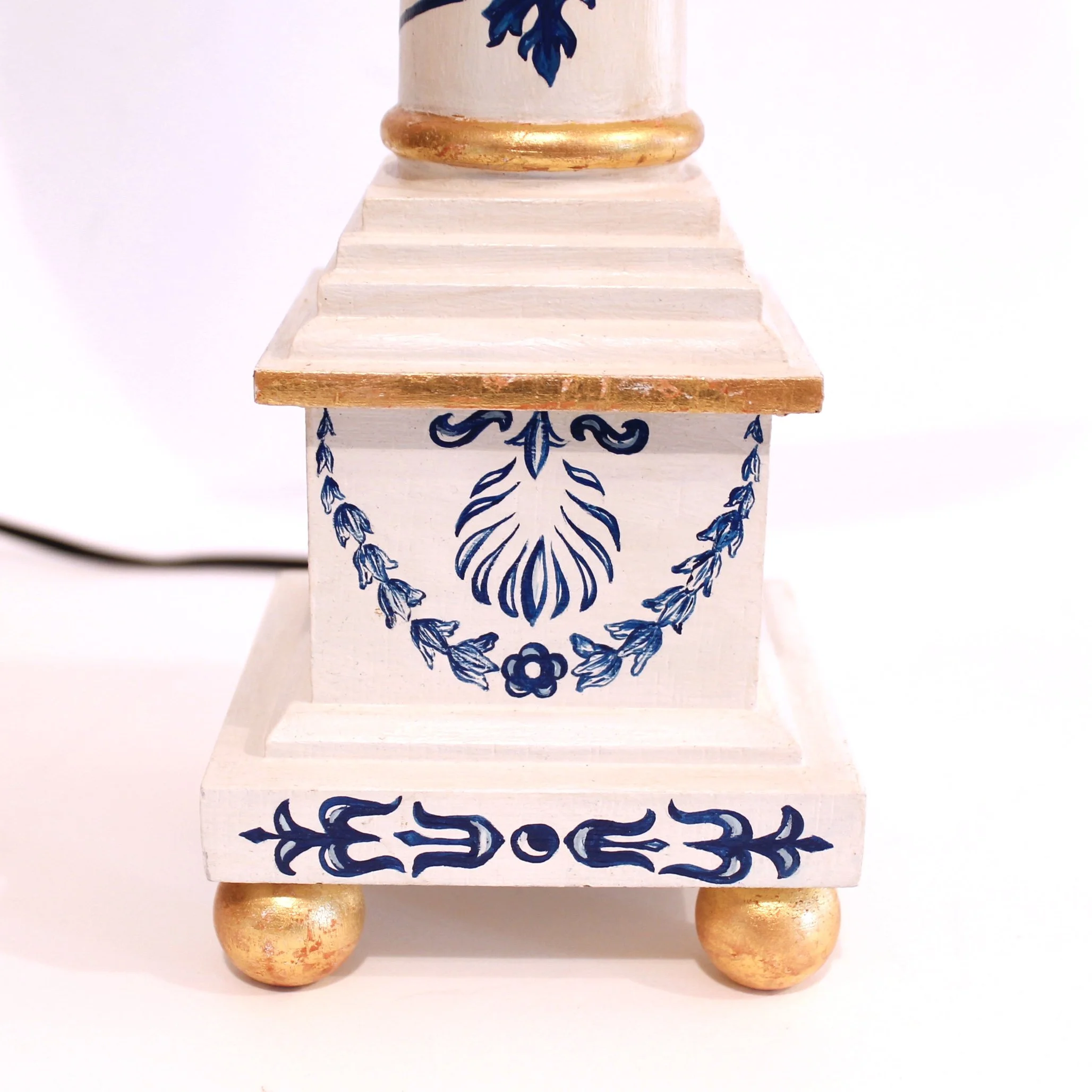 Pair Neoclassical Painted Gilt Lamps