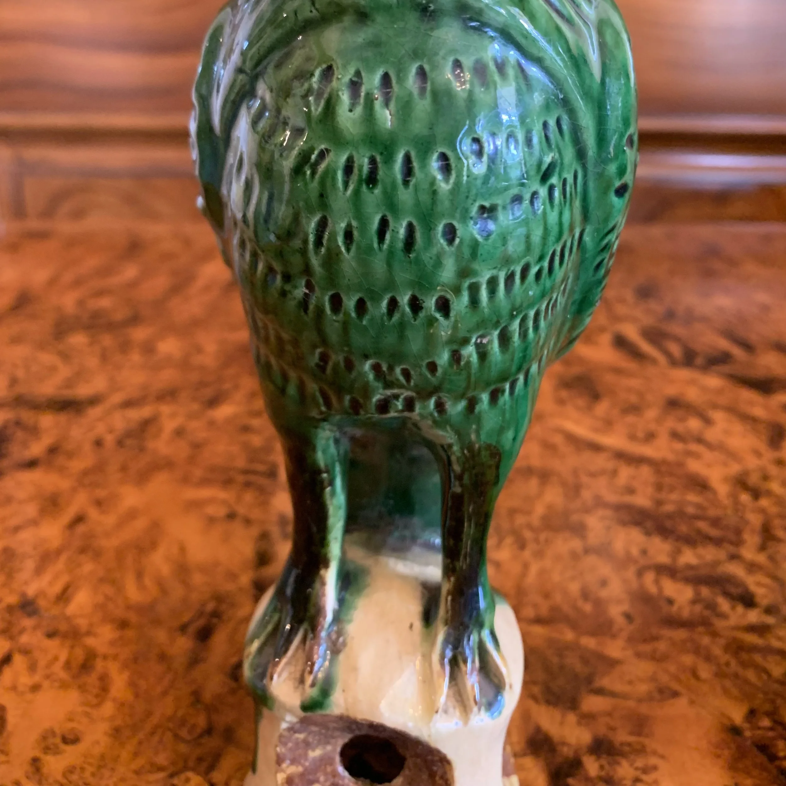 Pair of Antique Sancai Glazed Chinese Export Parrots