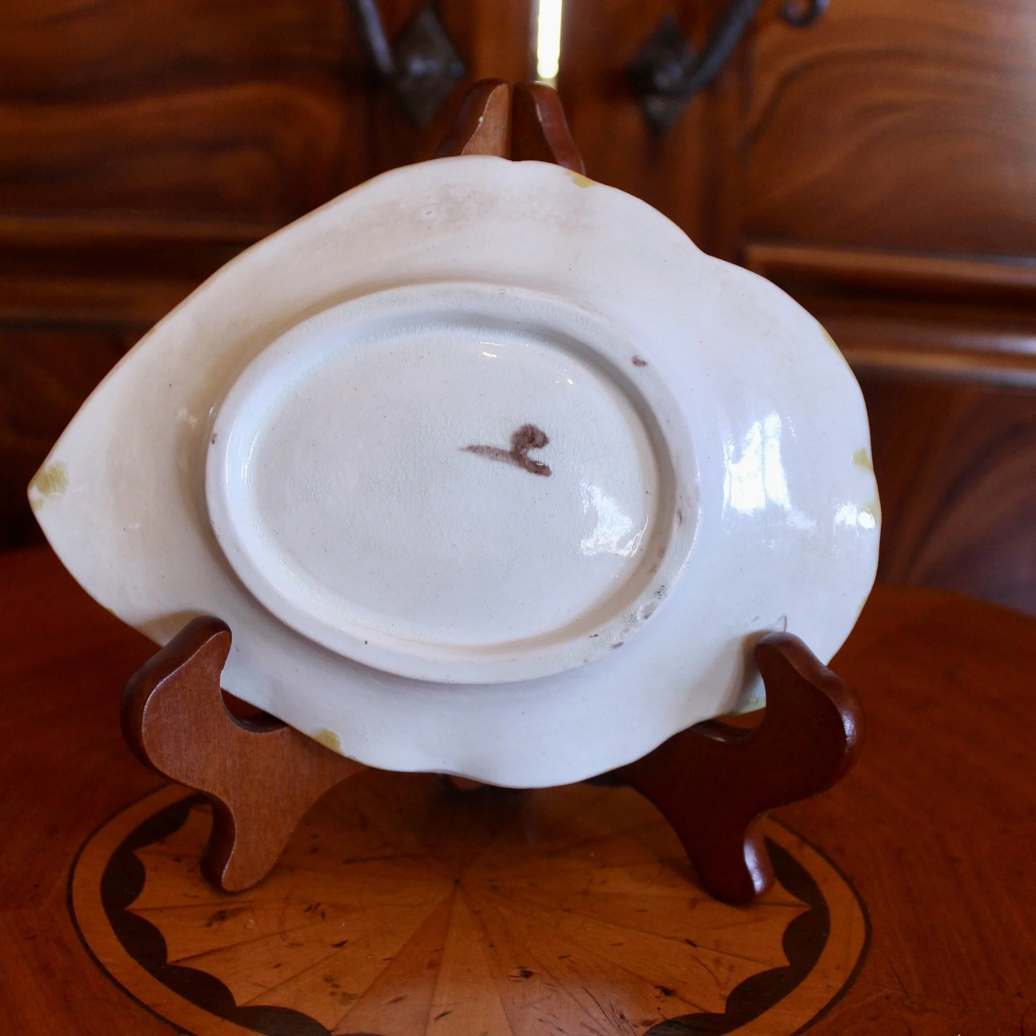 English Begonia Leaf Majolica - Compote and Dish