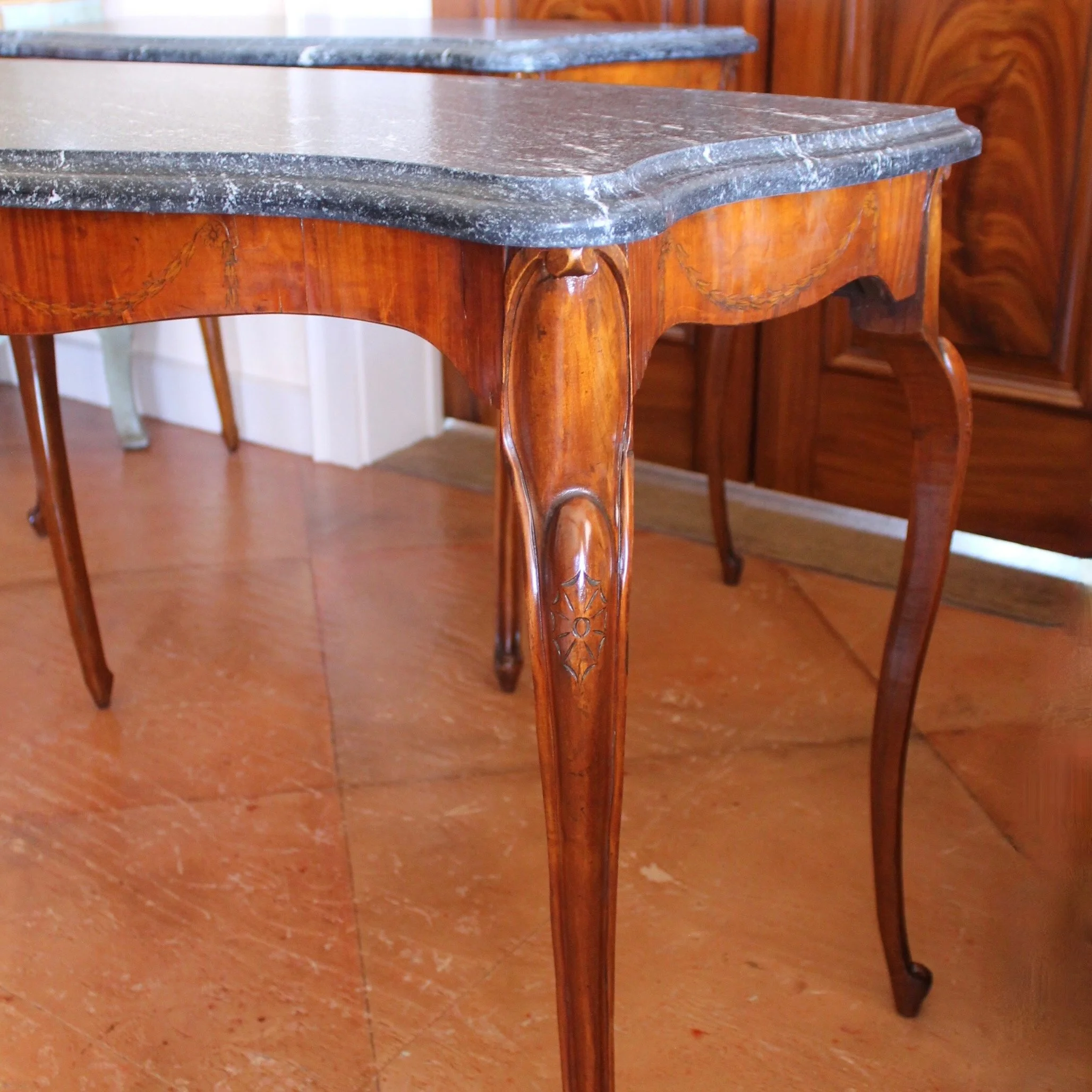 Pair-Edwardian-Satinwood-Marquetry-Console-Tables-With-Marble-Tops-side