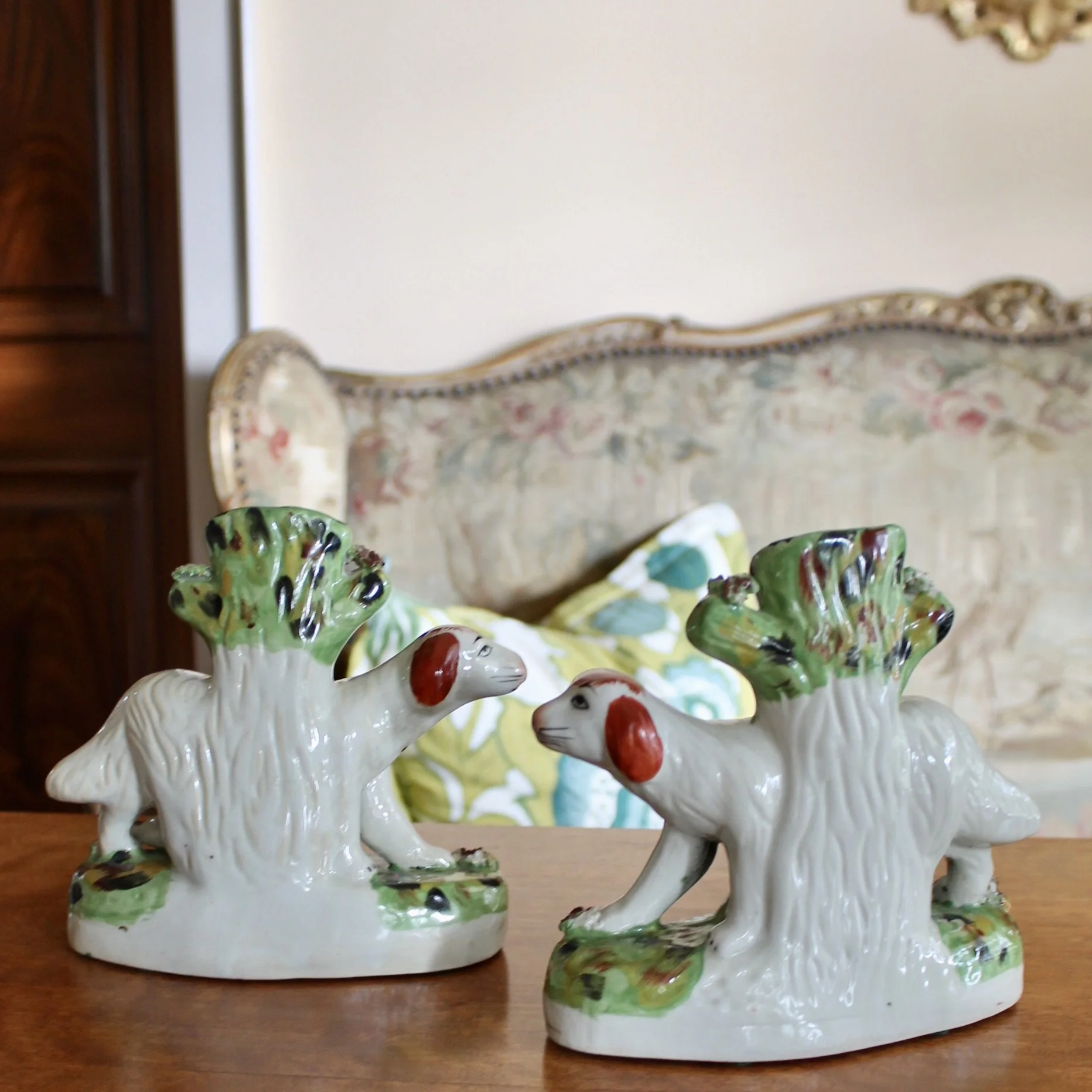 antique Staffordshire Bird Dogs