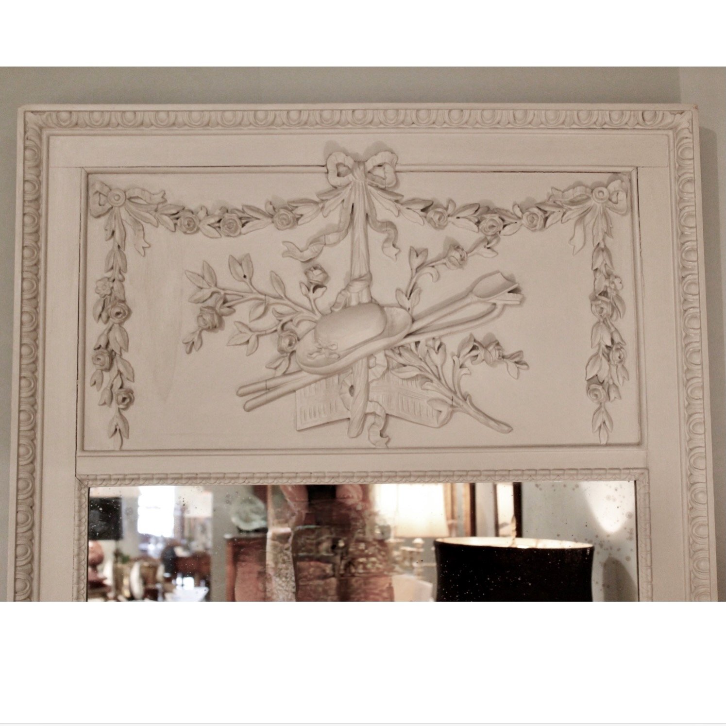 Grey-Painted-Louis-XVI-Style-French-Trumeau-Mirror-&