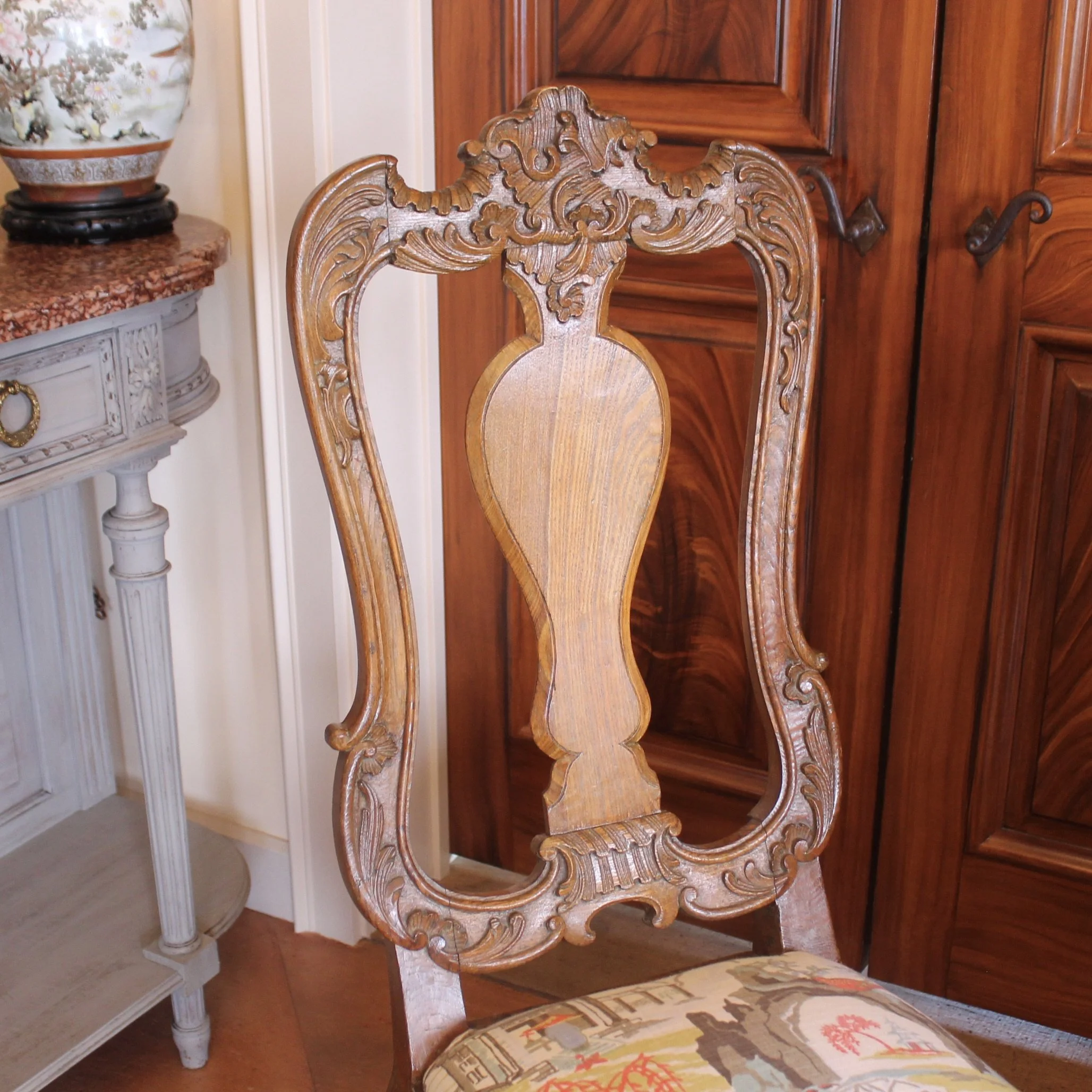 Pair Dutch Rococo Carved Chairs