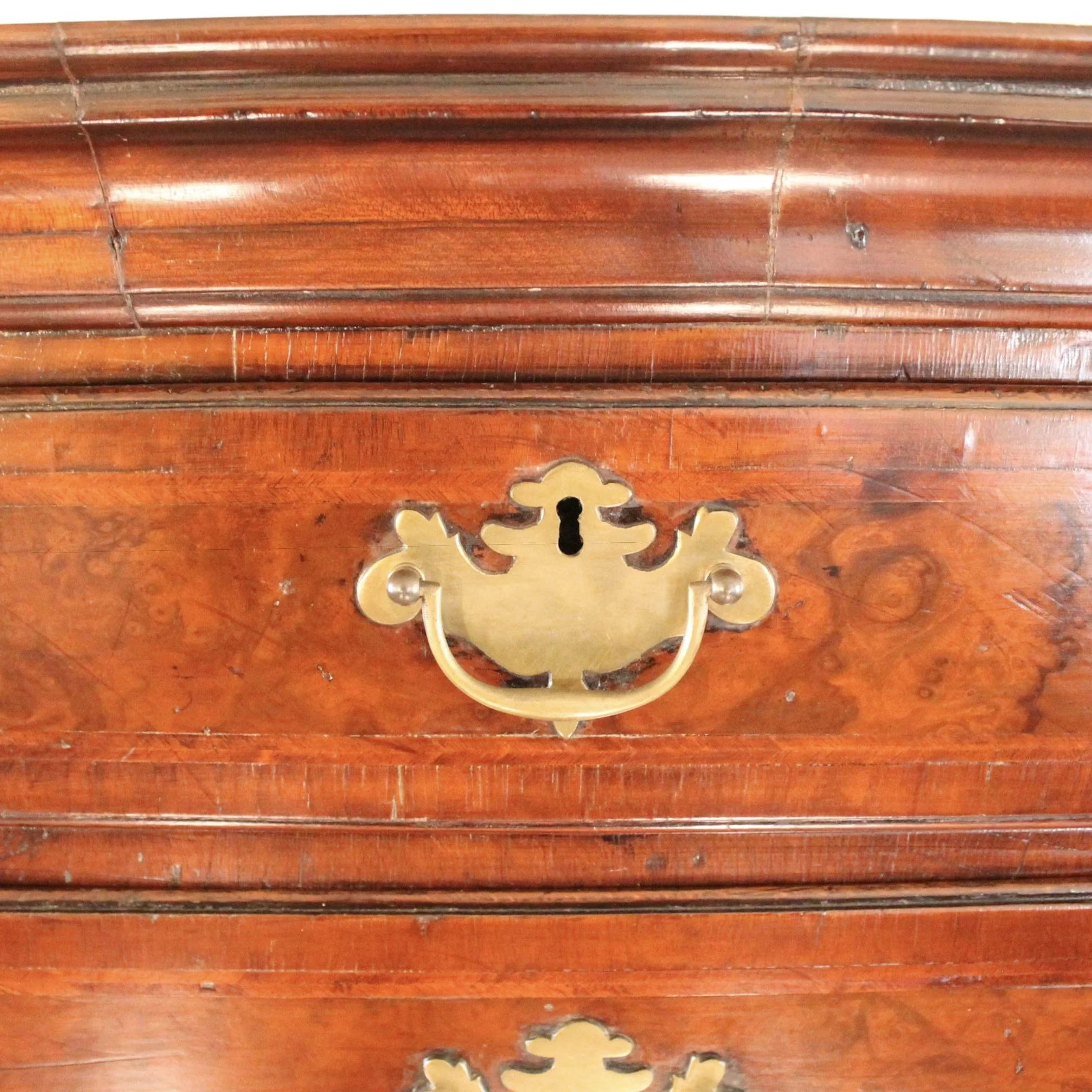 Georgian English Burl Walnut Highboy Chest on Stand