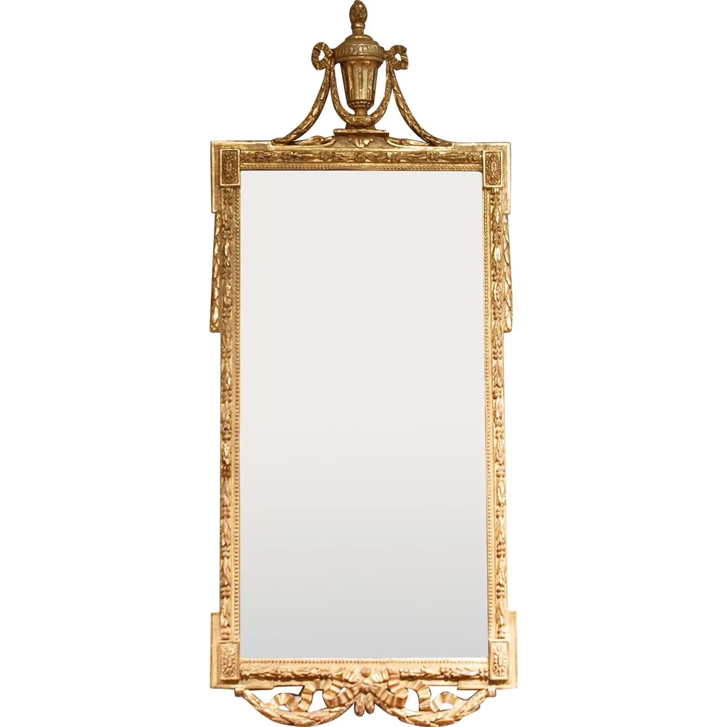 Tall-Italian-Neoclassical-Period-Gilt-Wood-Mirror-With-Urn-Crest (10)