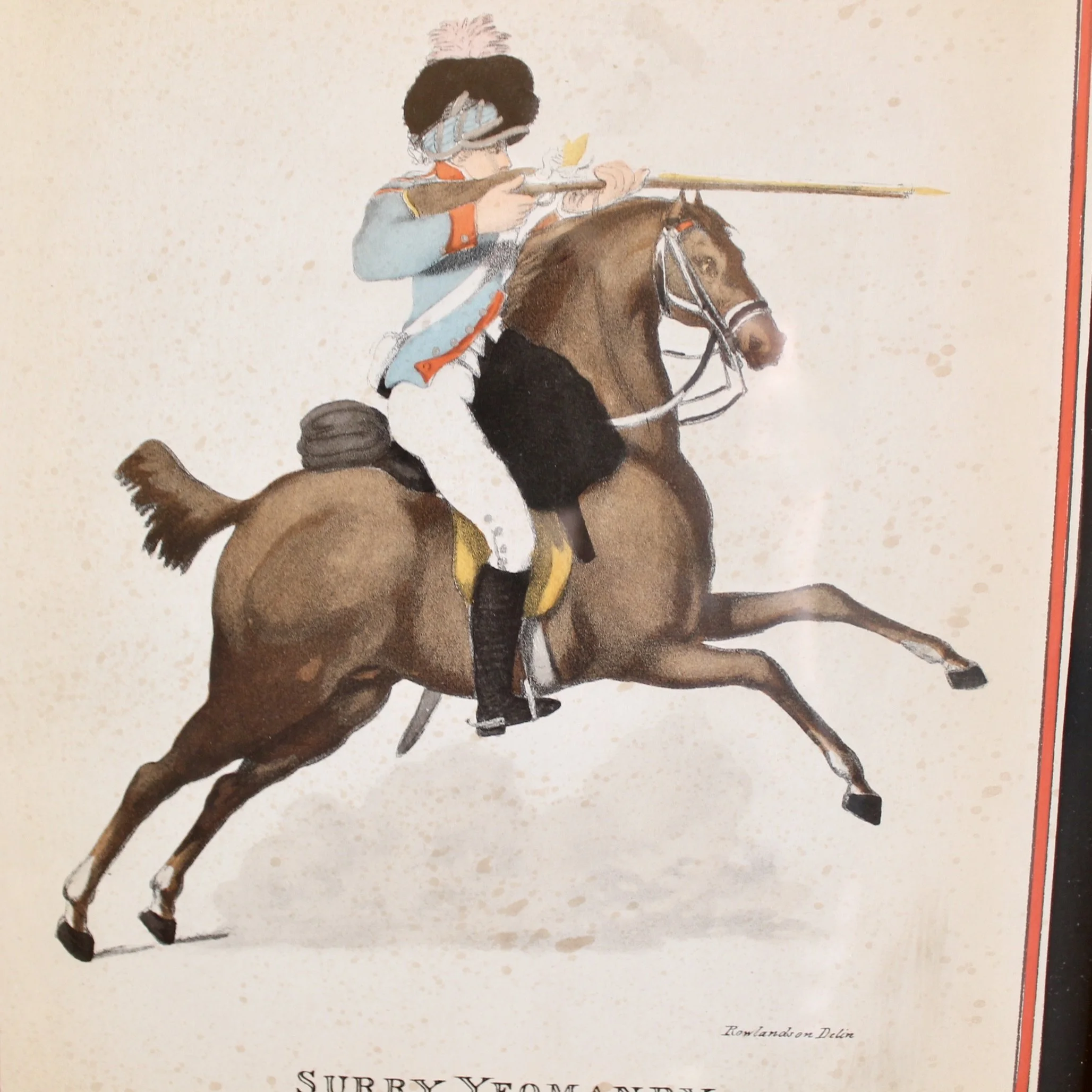 Set of Six Hand Colored Cavalry Prints by Thomas Rowlandson
