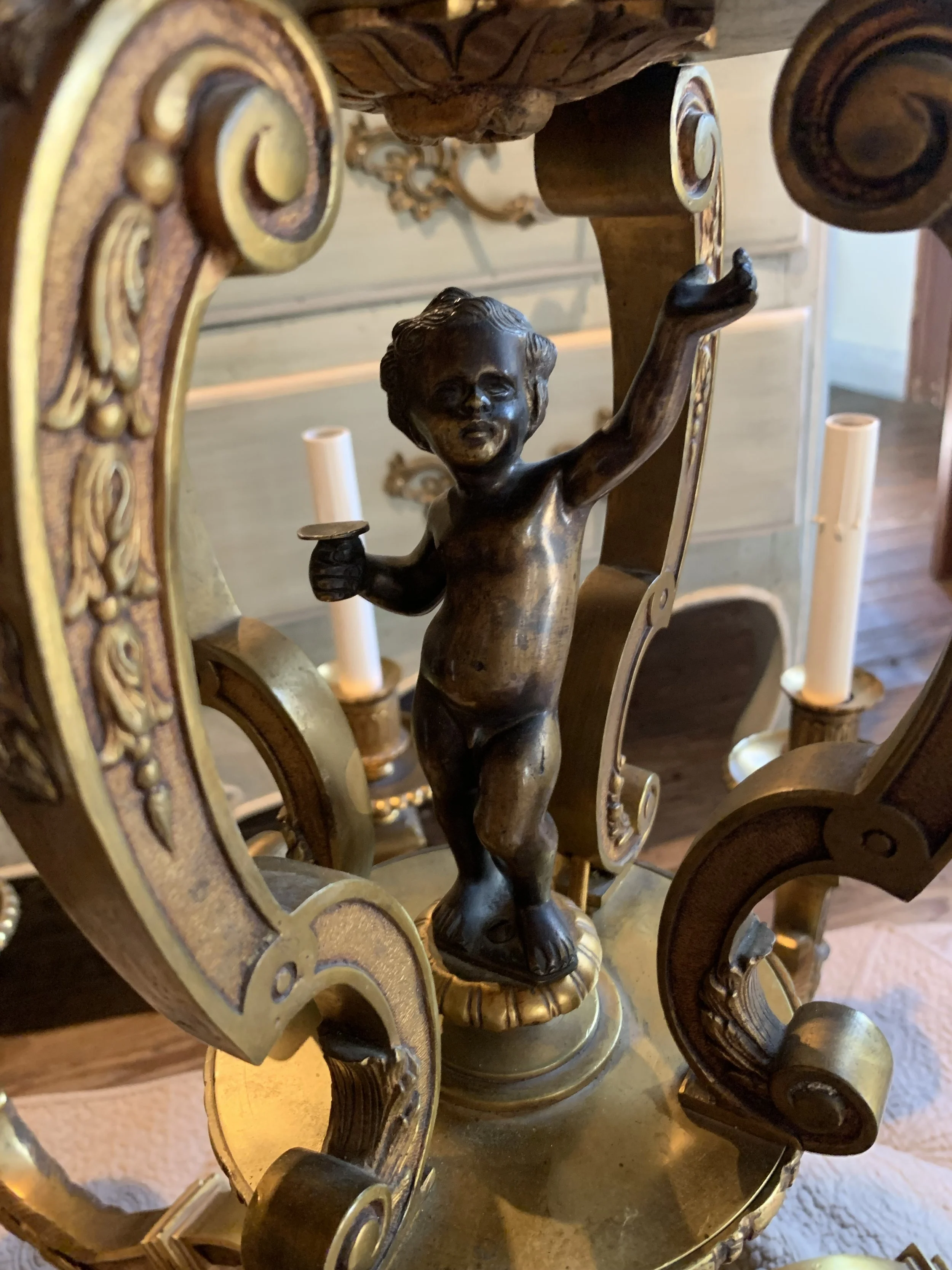 Spanish Baroque Style Bronze Chandelier