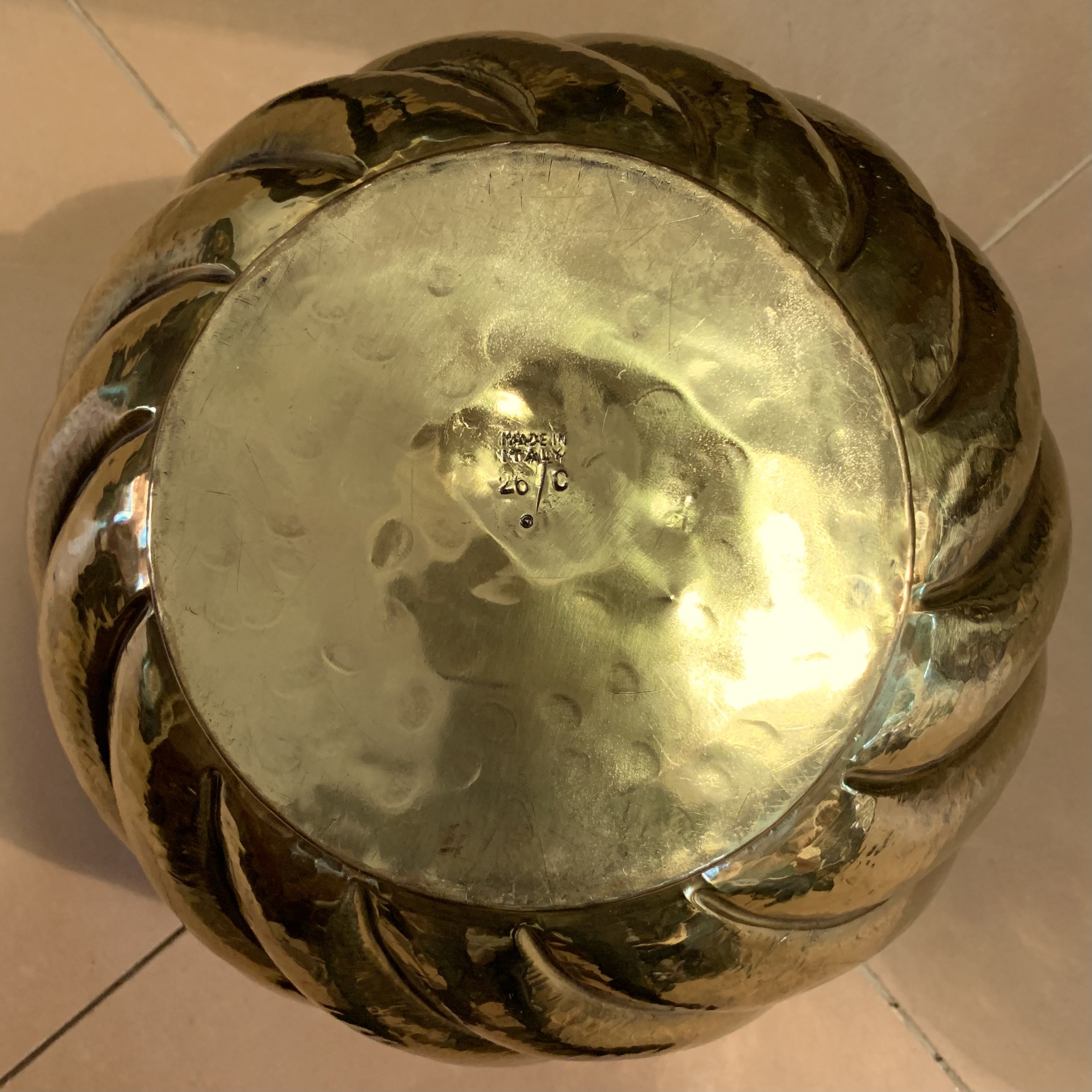 Large Baroque Brass Repousée Cachepot