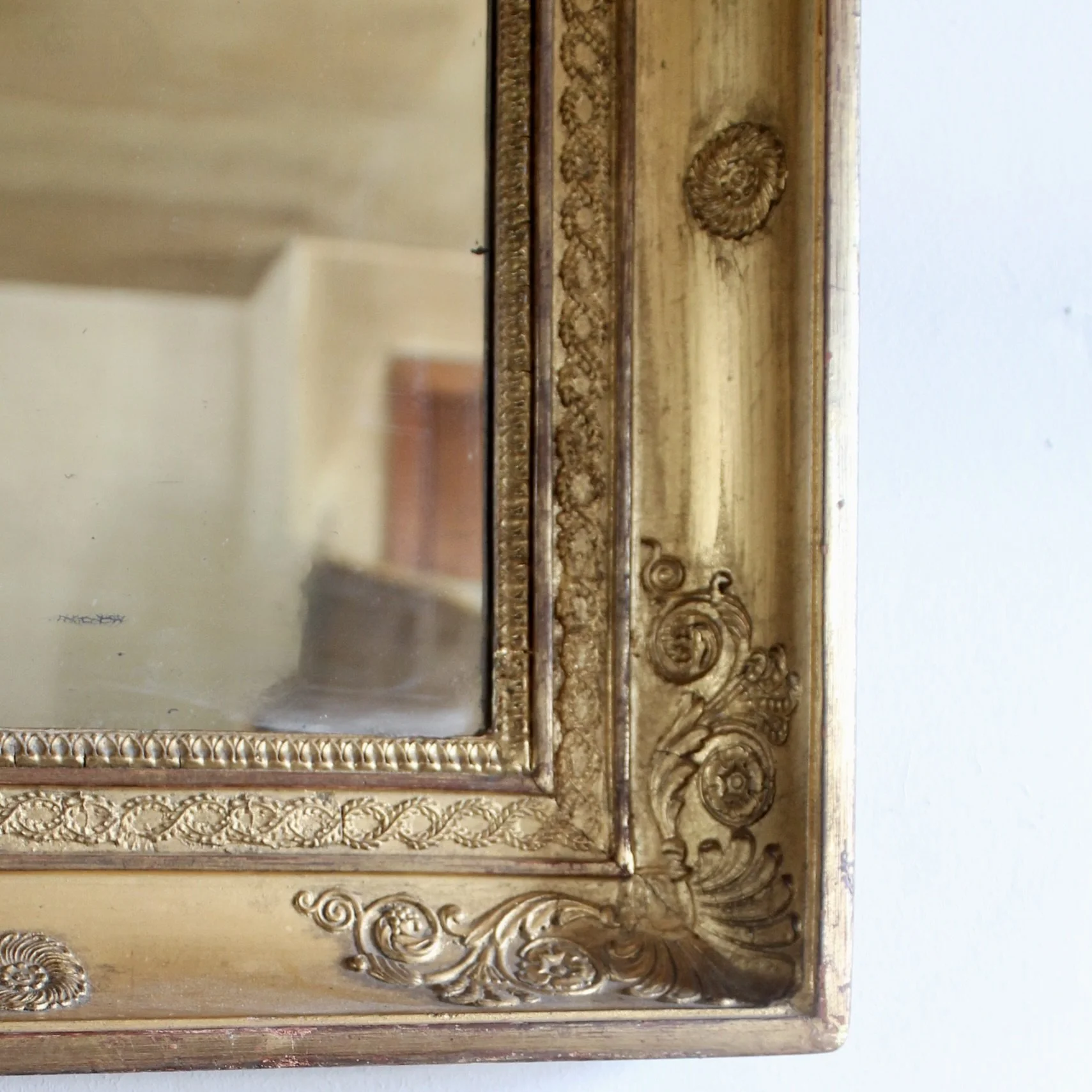 Antique French Charles X Gilt Wood and Gesso Mirror