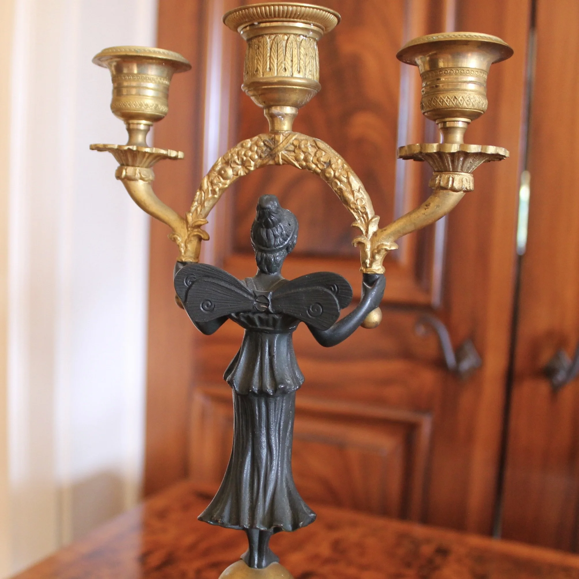 Continental Gilt Figural Neoclassical Candelabra