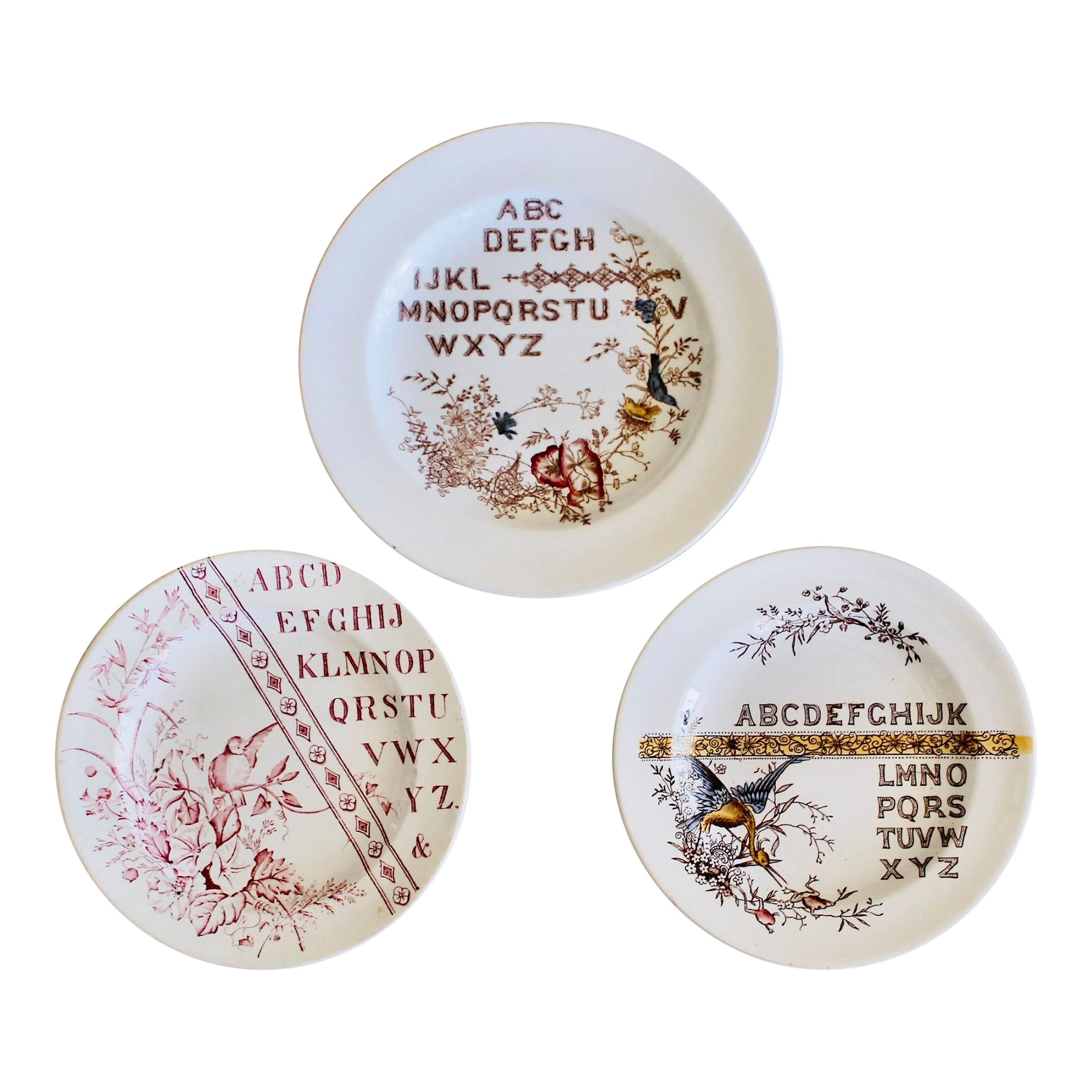 Antique Staffordshire Children's Alphabet Plates