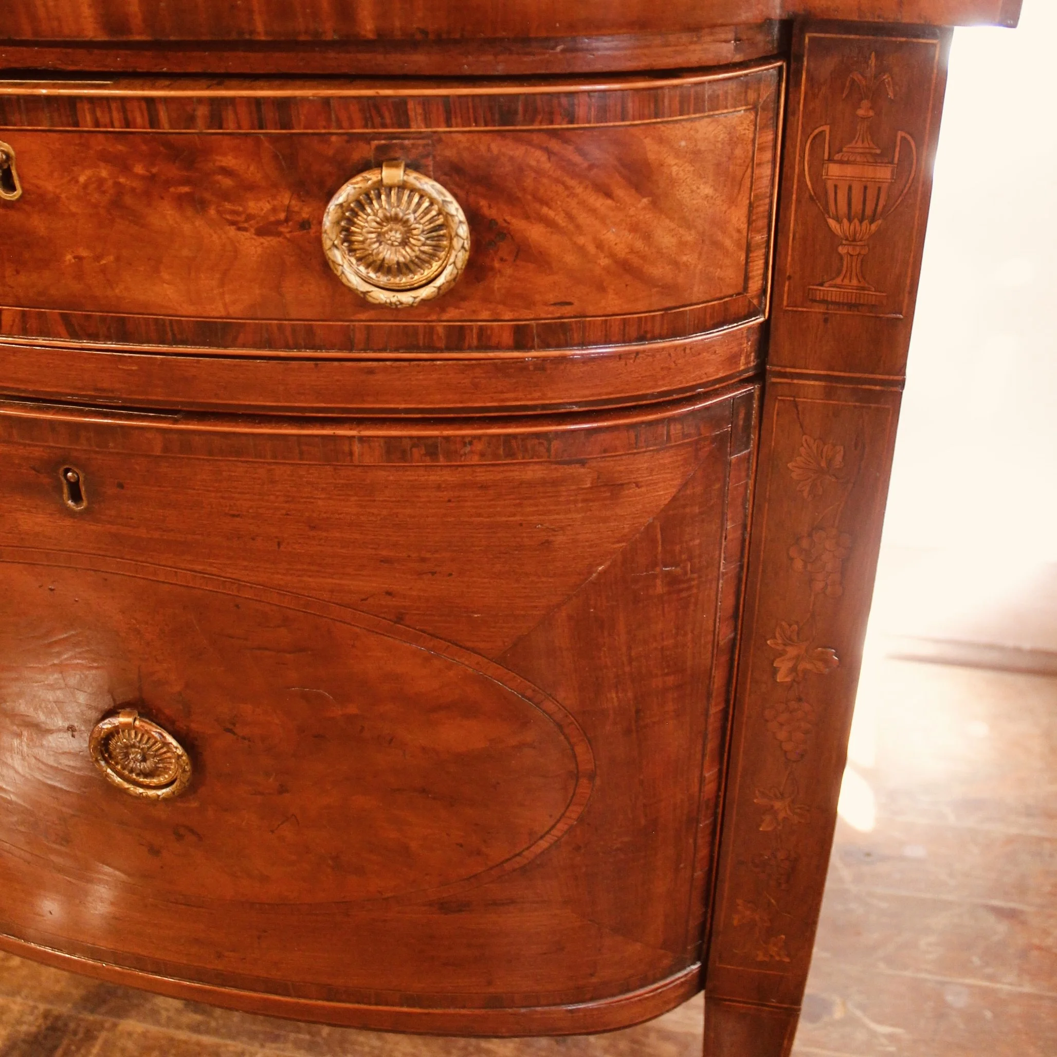 Large Georgian George III Inlaid Mahogany Sideboard
