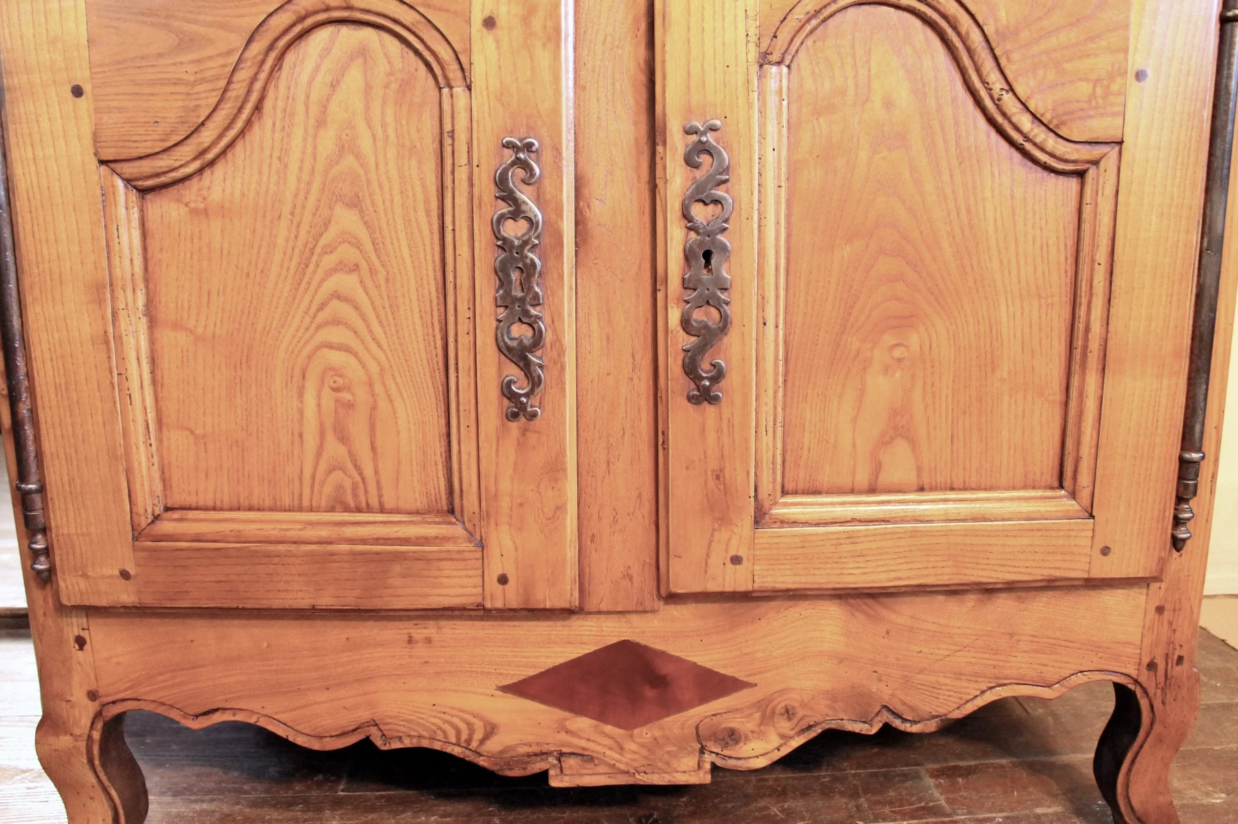 Small French Provincial Louis XV Elm Cabinet, 19th Century