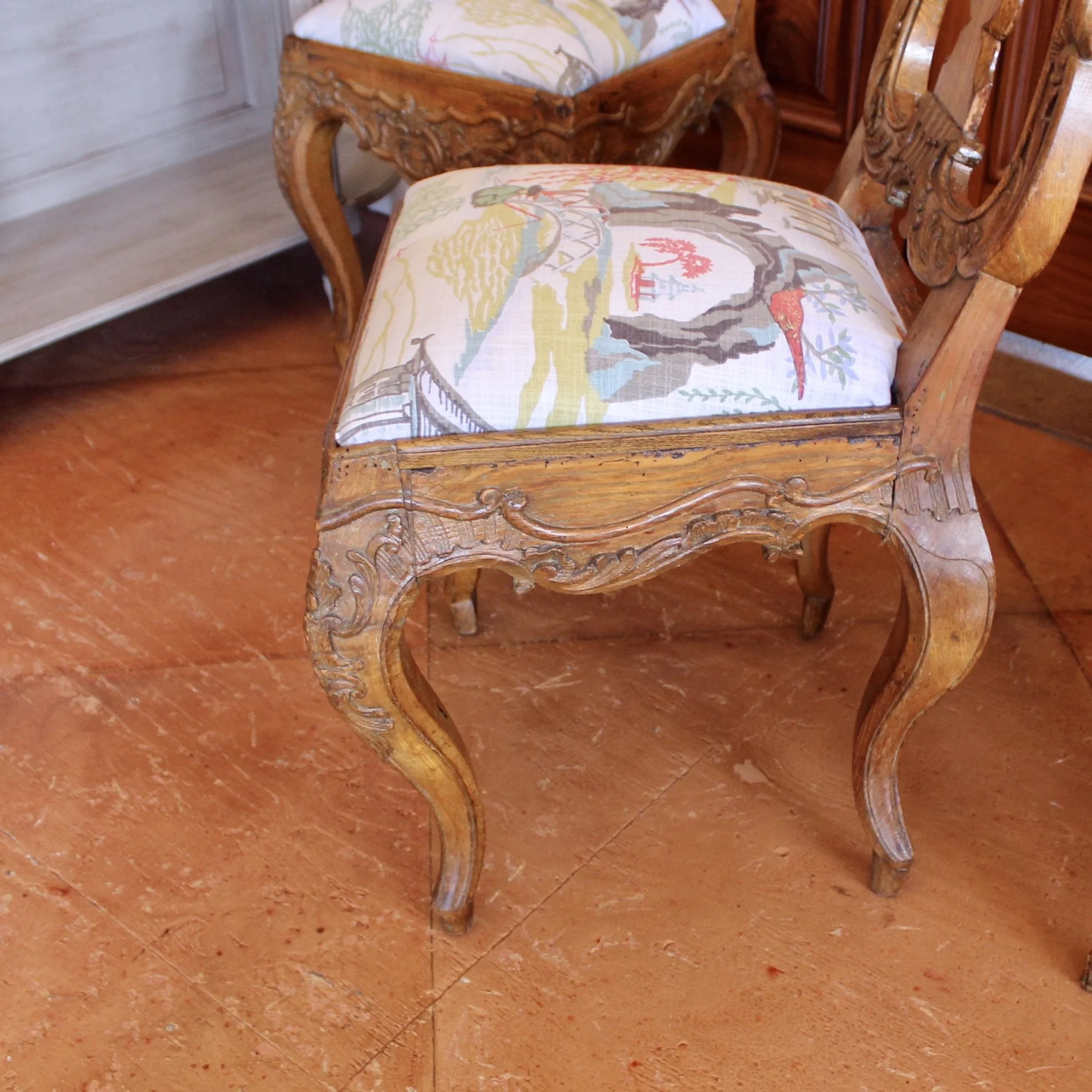 Pair Dutch Rococo Carved Chairs