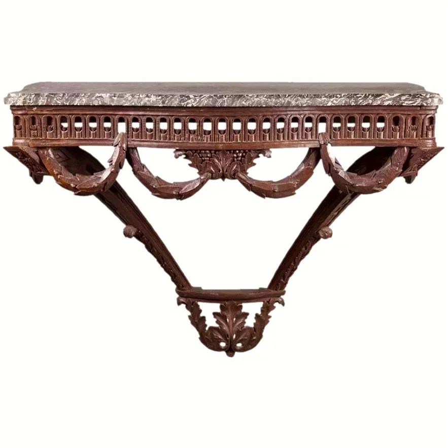 Louis XVI Period Marble Topped French Neoclassical Console Table, 18th Century