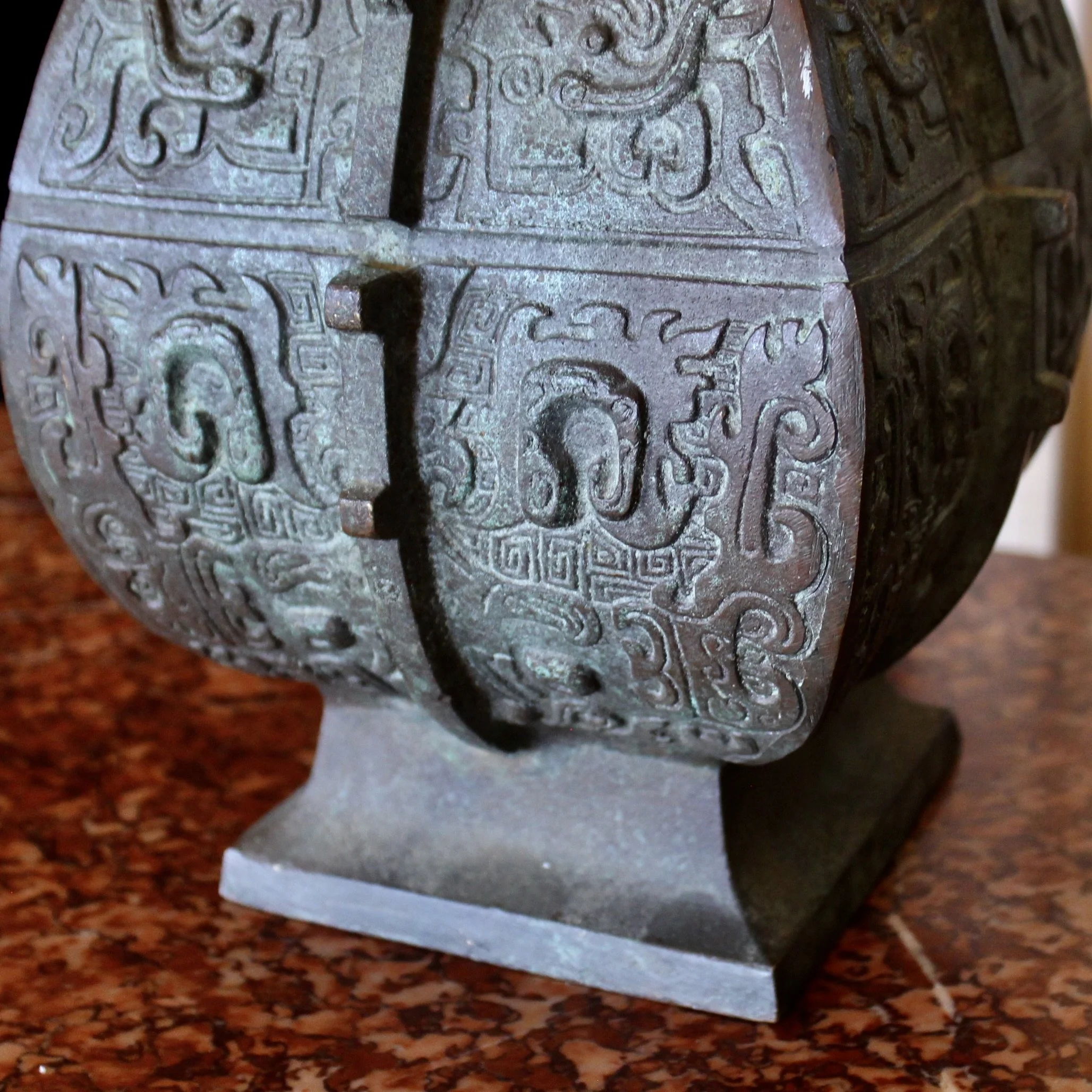 Pair of Chinese Bronze Archaic Style Urns