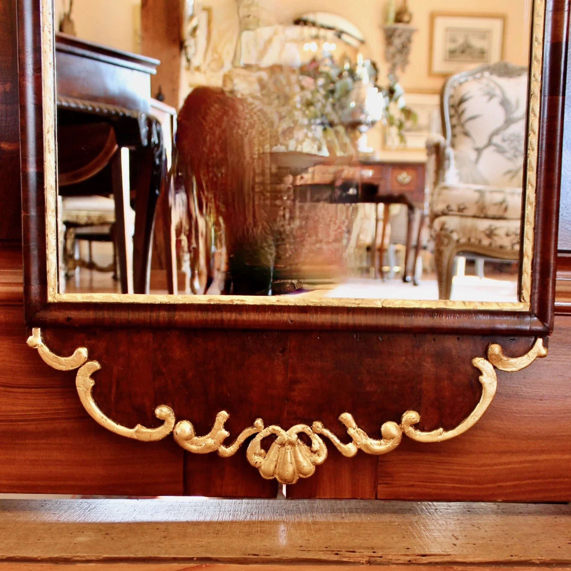Danish-Scandinavian-Rococo-Walnut-And-Gilt-Mirror