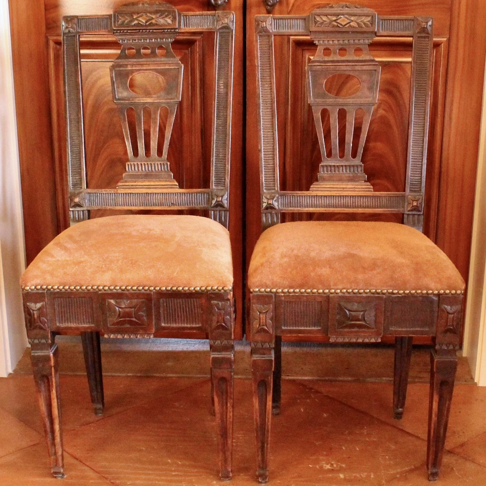 Pair of Swedish Neoclassical Gustavian Hall Chairs