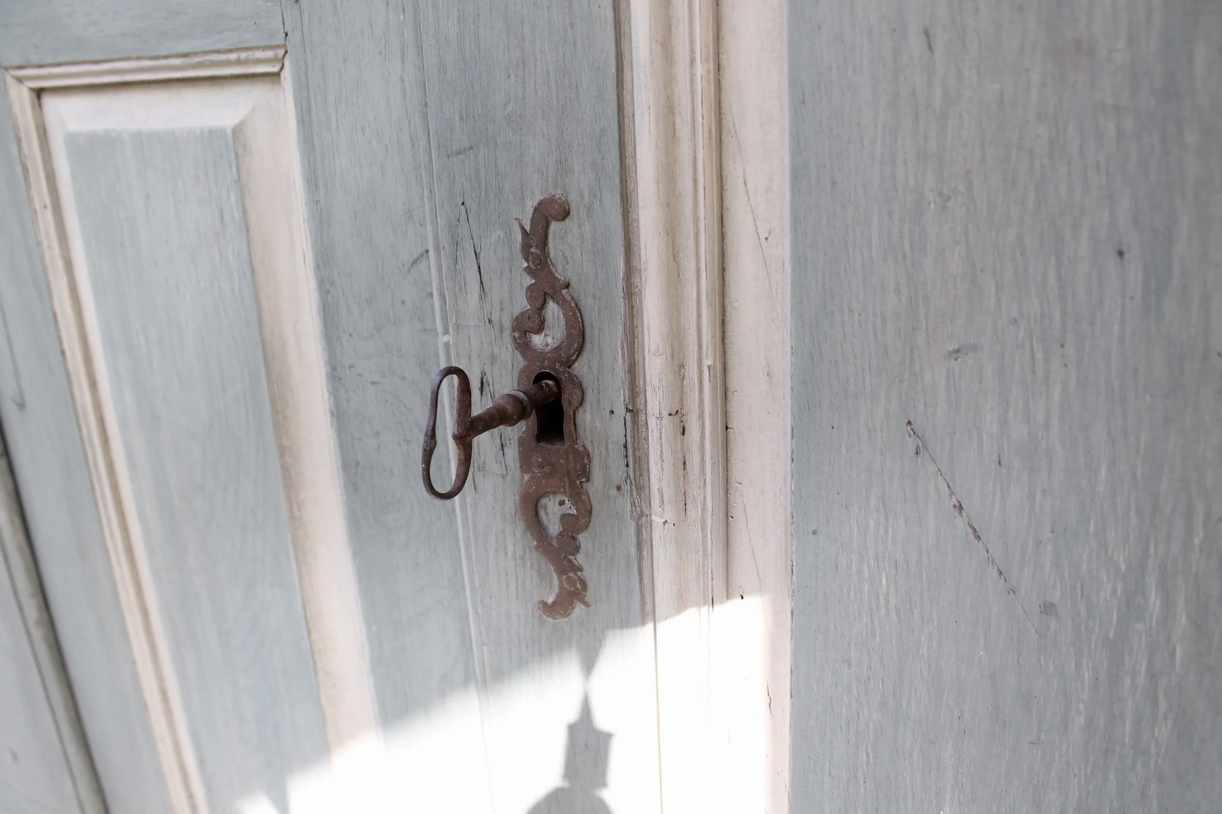 French Provincial Blue Painted Sideboard Buffet