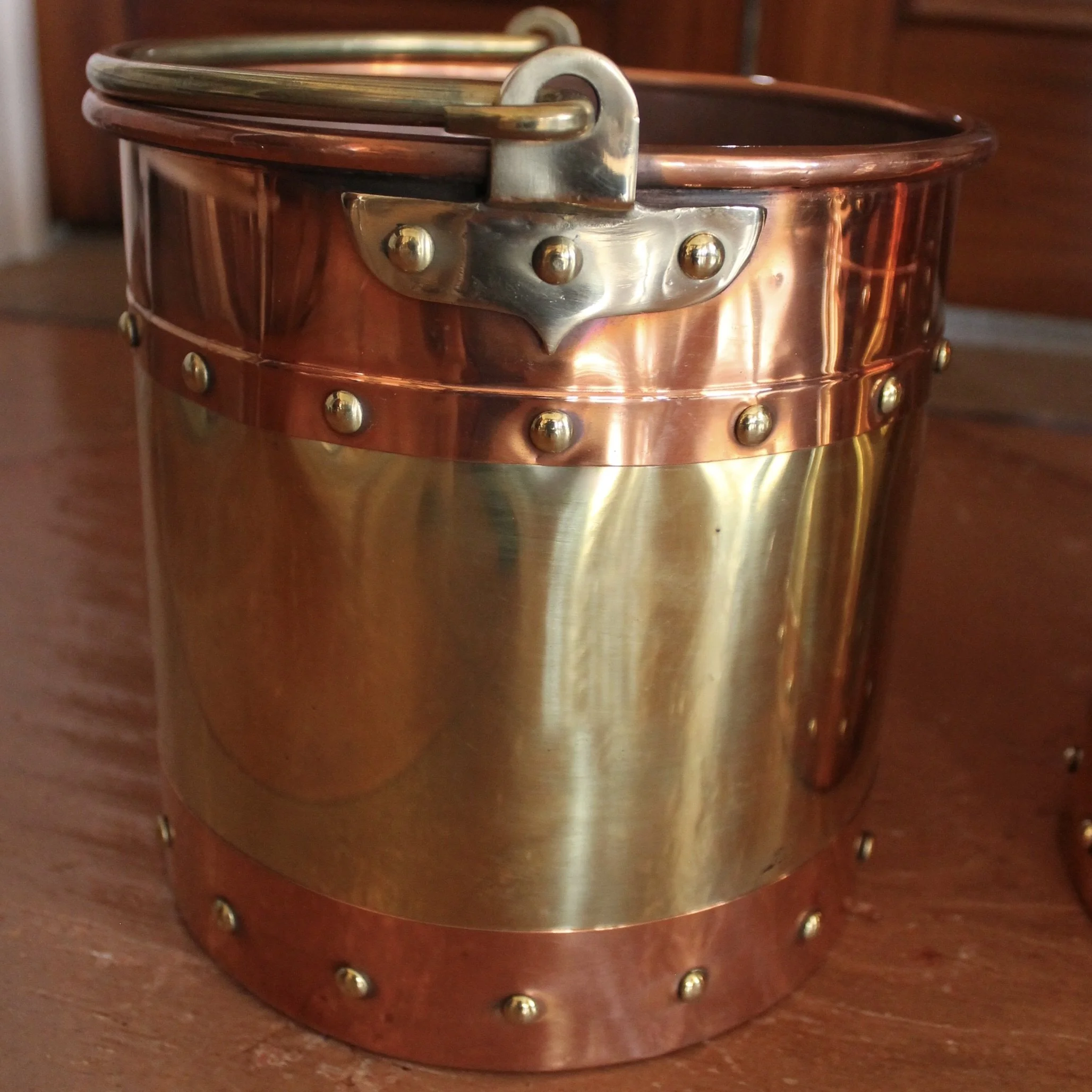 Pair of Small Copper and Brass Studded Buckets