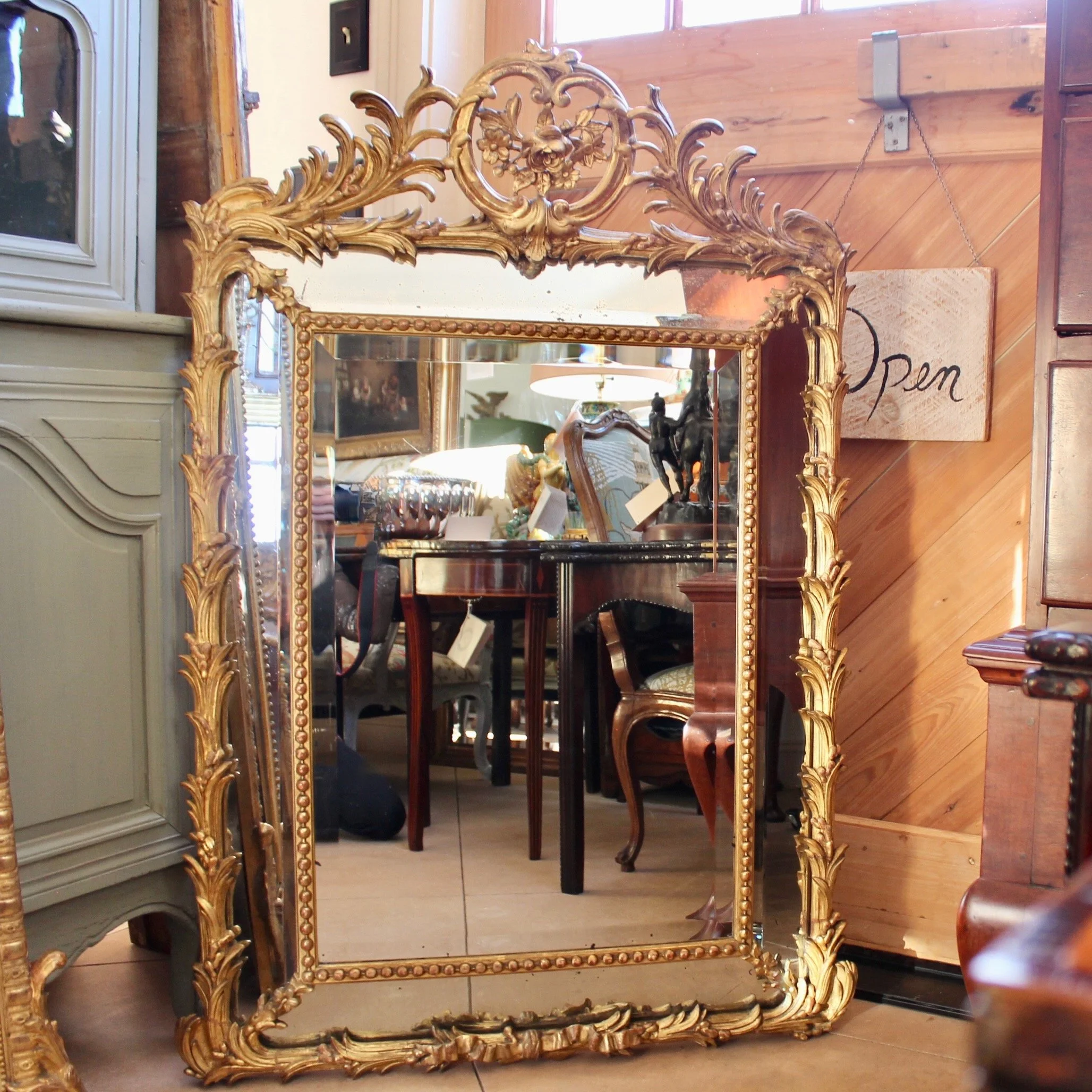 Large-French-Giltwood-Rococo-Carved-Mirror With Palm Fronds (2)