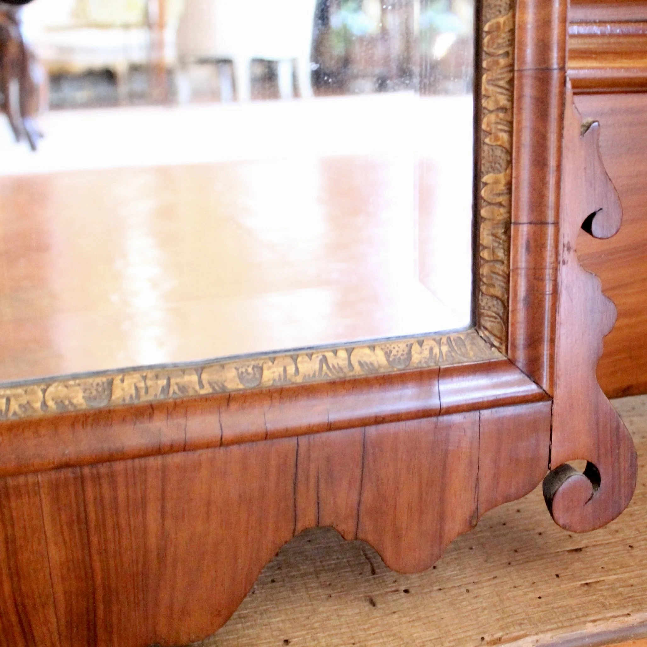 George II Period Walnut And Parcel Gilt Mirror