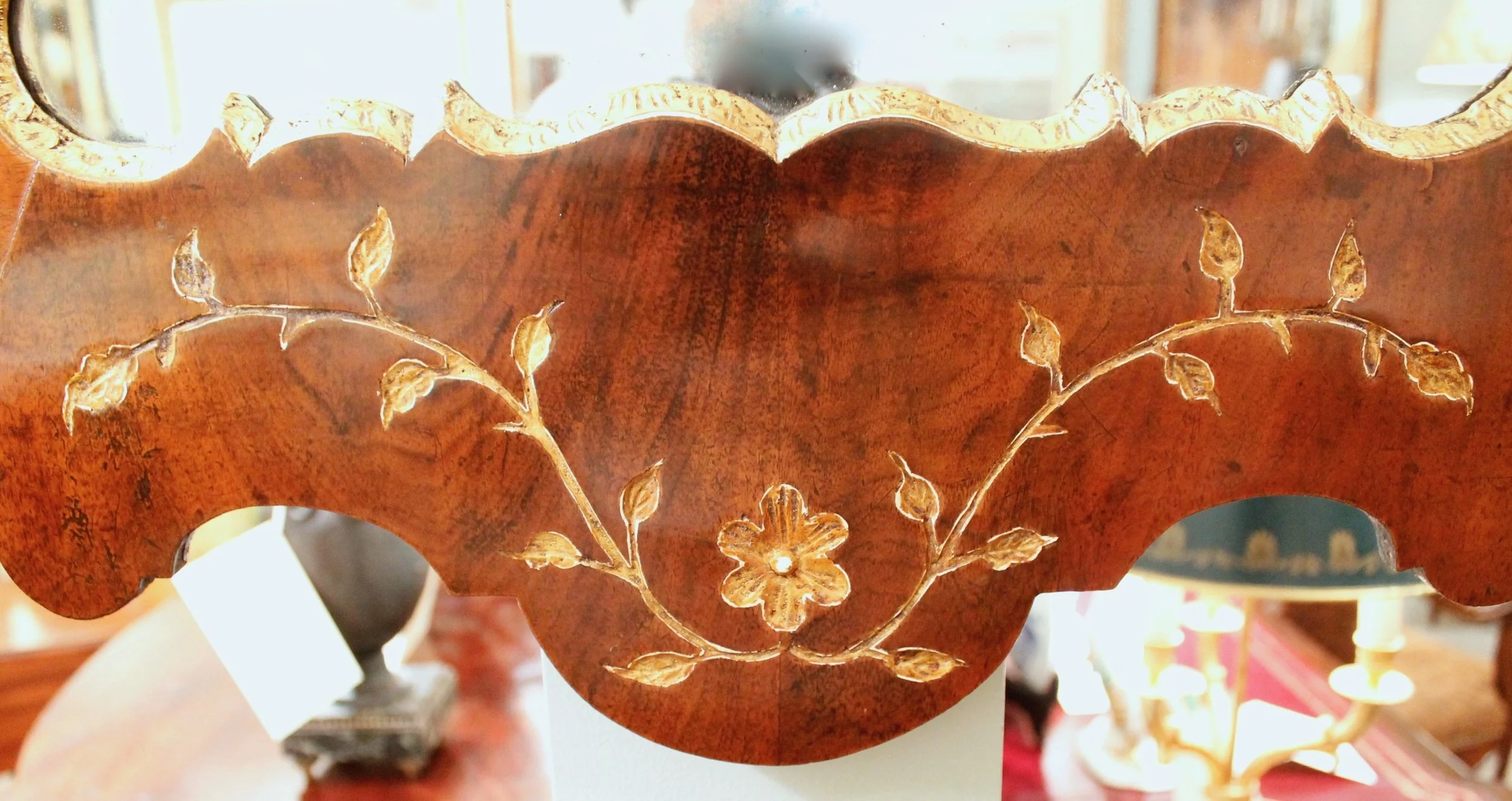 George II Style Walnut And Parcel Gilt Mirror With HoHo Bird Crest (10)