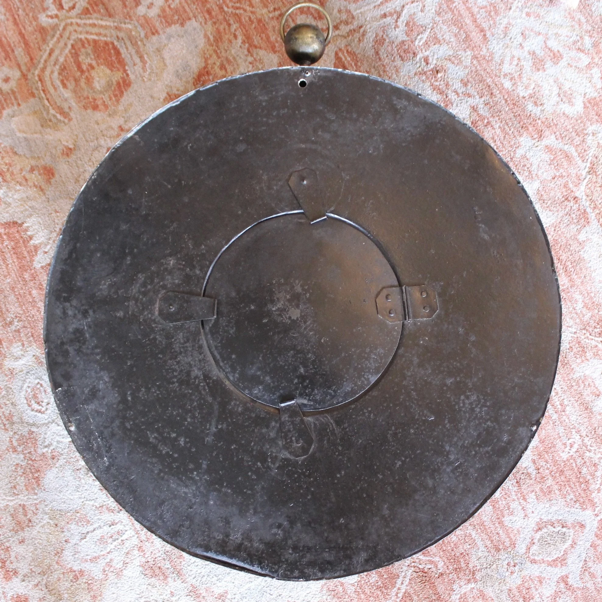 Large French Charles X Painted and Gilded Tôle Clock