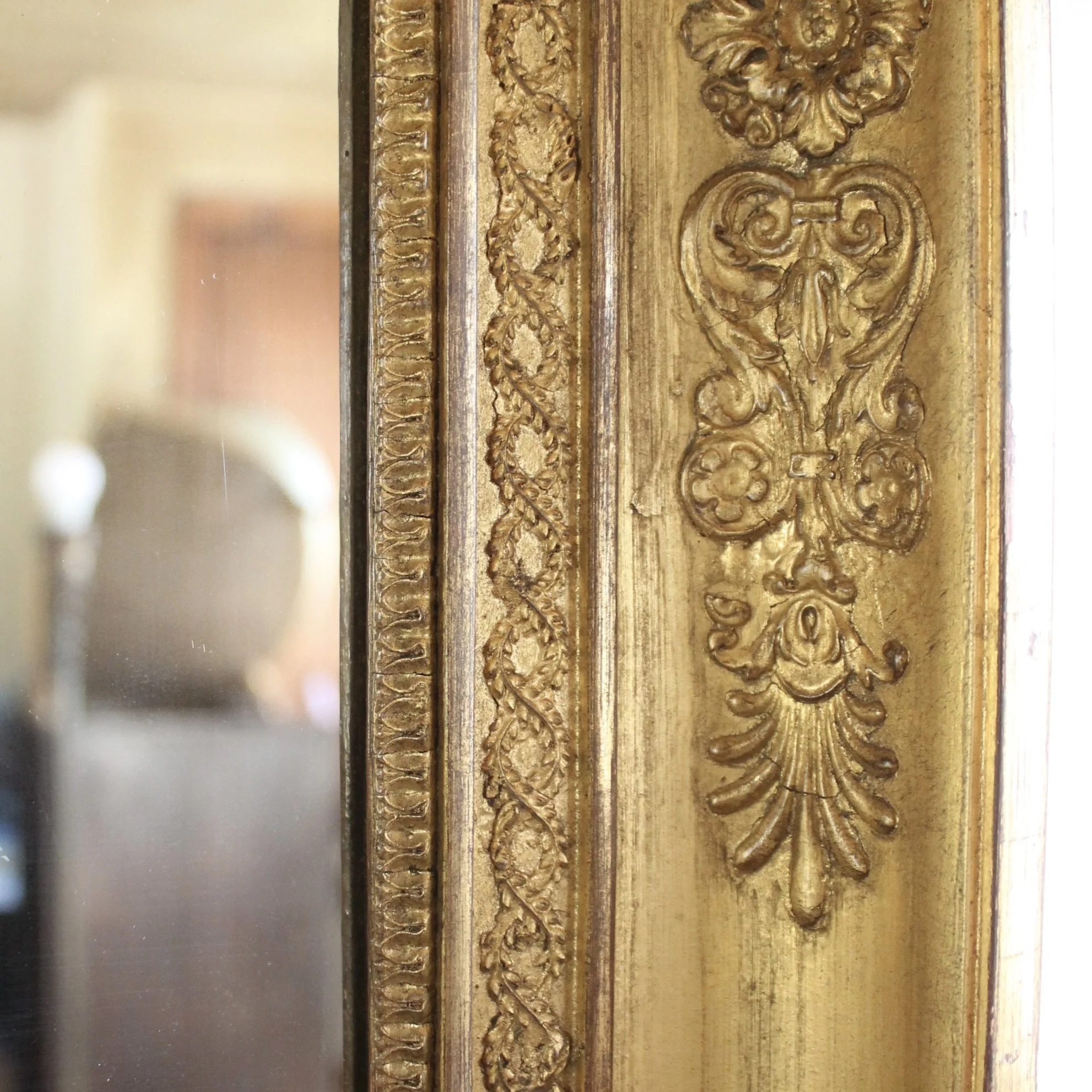 Antique French Charles X Gilt Wood and Gesso Mirror