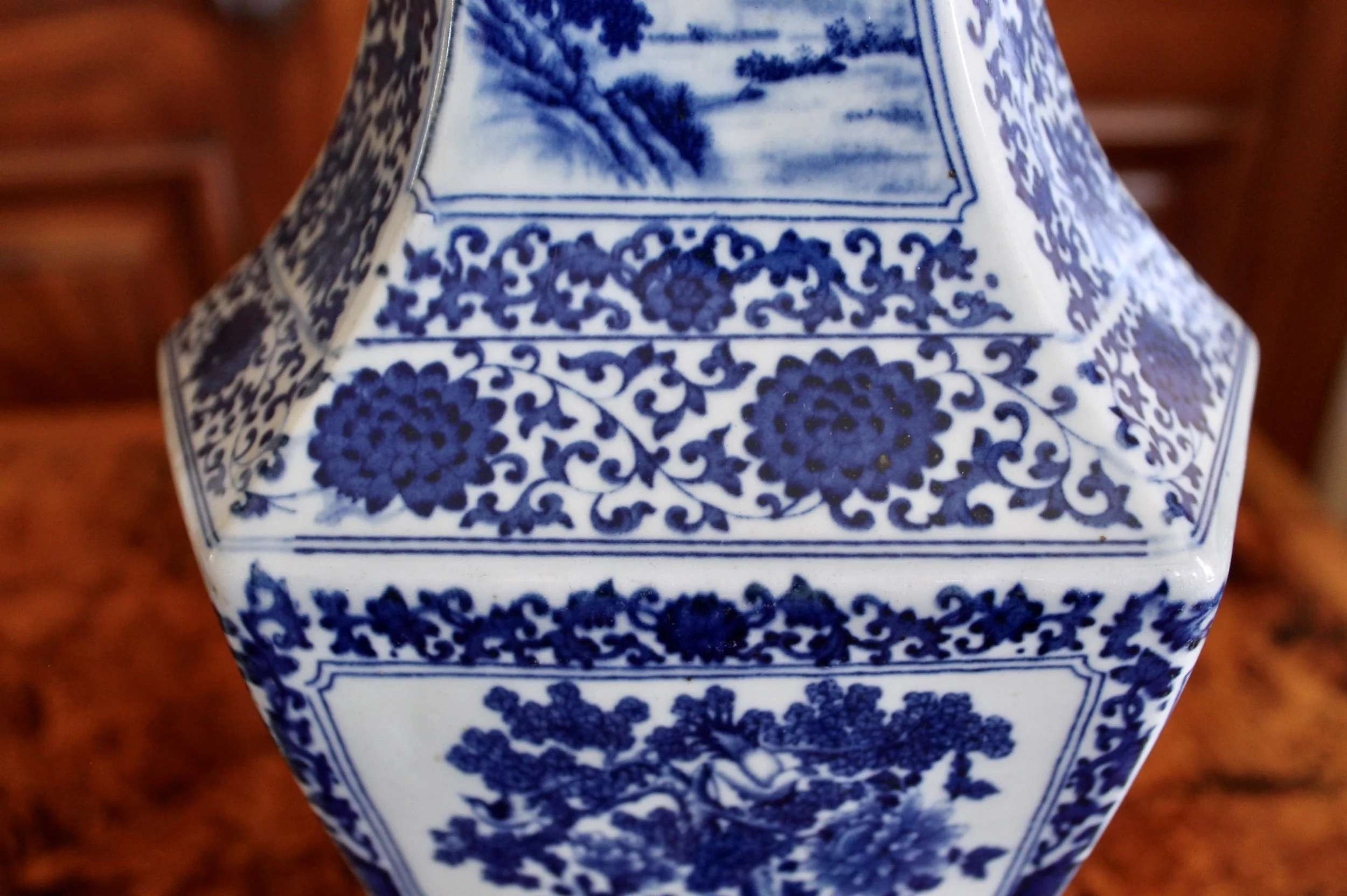 Chinese Antique Blue and White Export Porcelain Vases pair Nanking