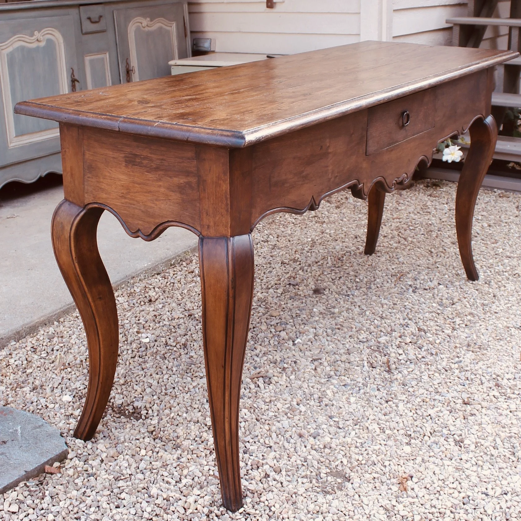 antique French oak walnut farm table
