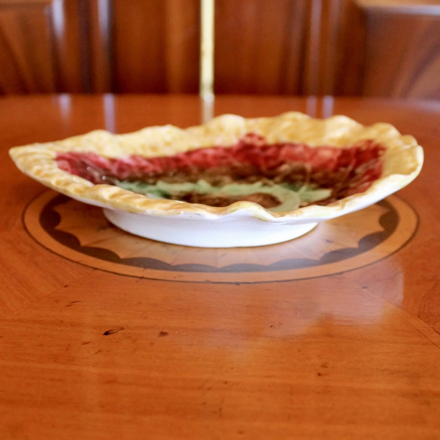 English Begonia Leaf Majolica - Compote and Dish