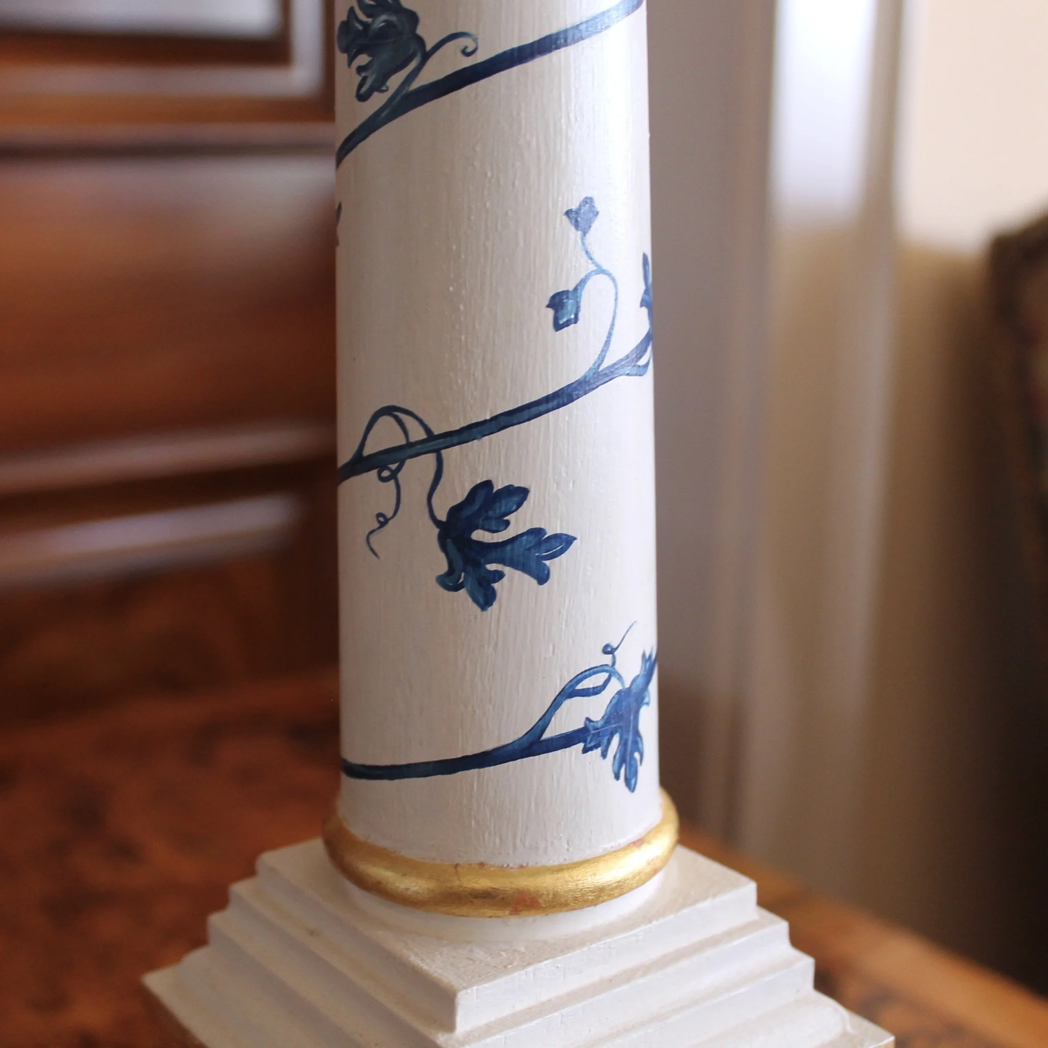 Pair Neoclassical Painted Gilt Lamps