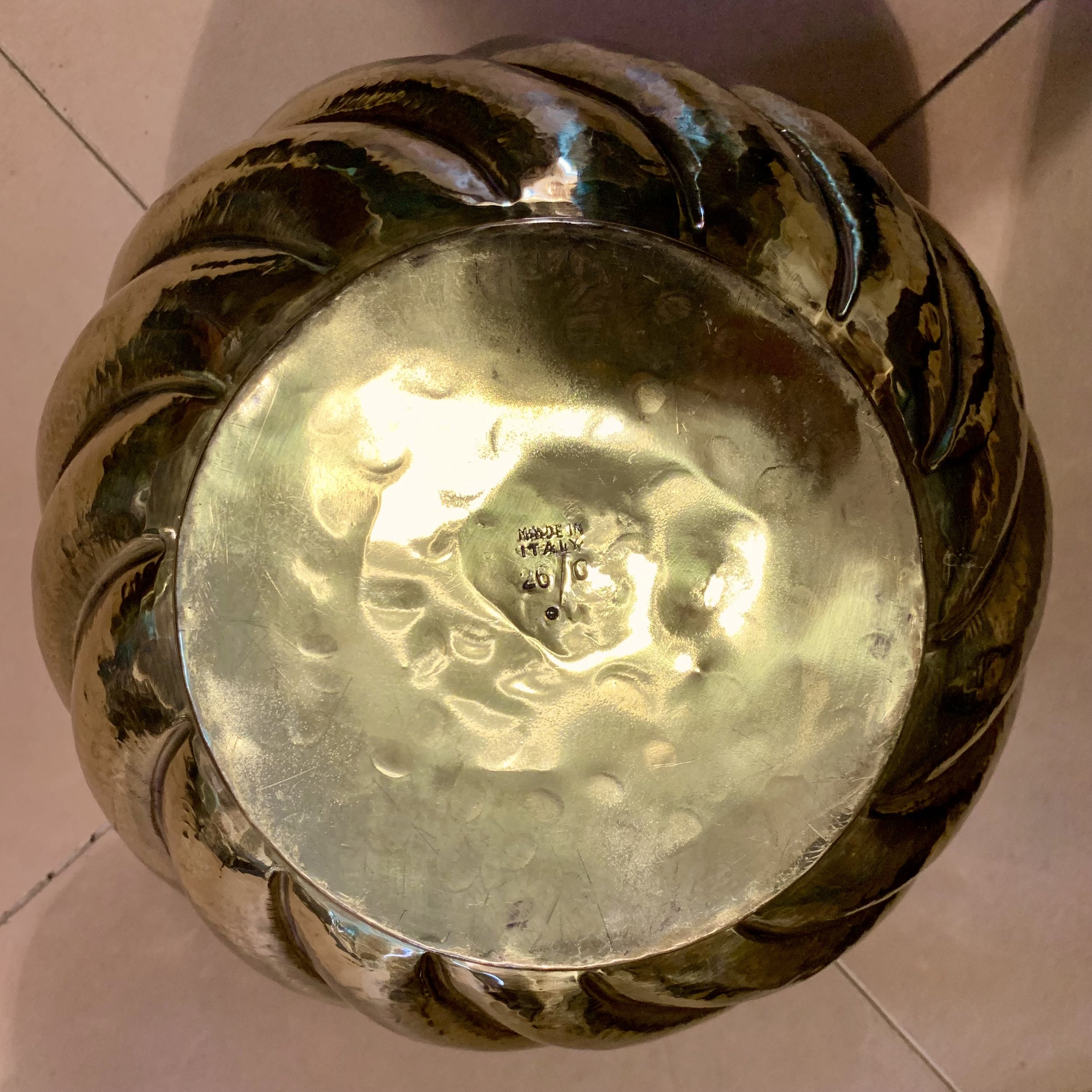 Large Baroque Brass Repousée Cachepot