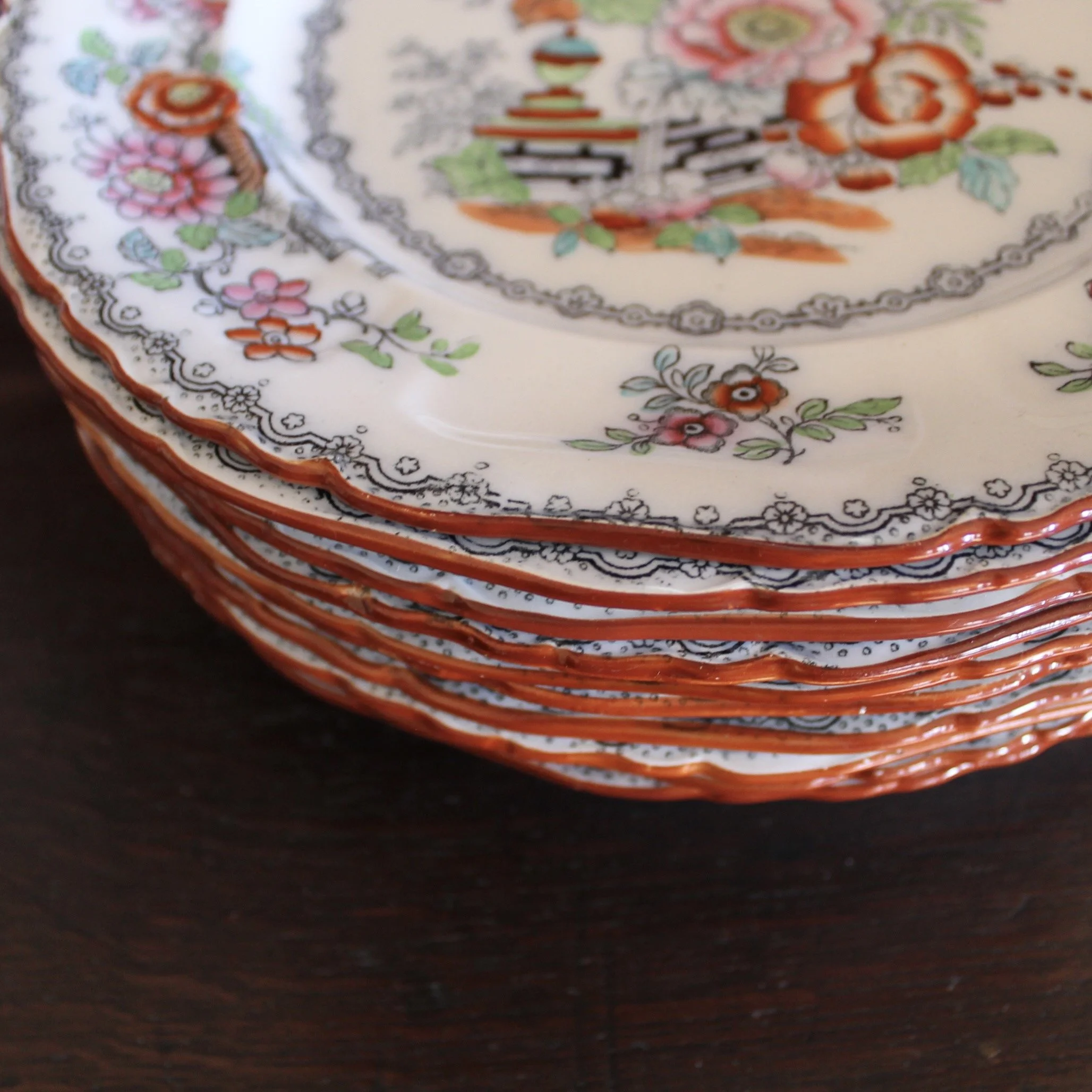 antique English ironstone China dinner set, Minton, Cauldon Ashworth