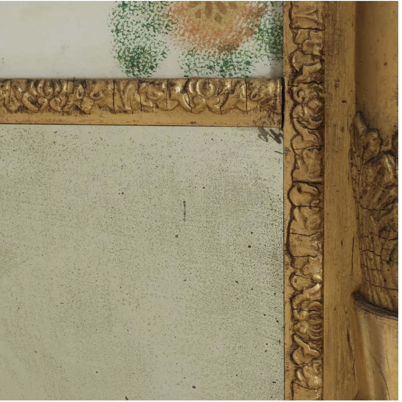 American Sheraton Gilt Mirror with Reverse Painted Glass
