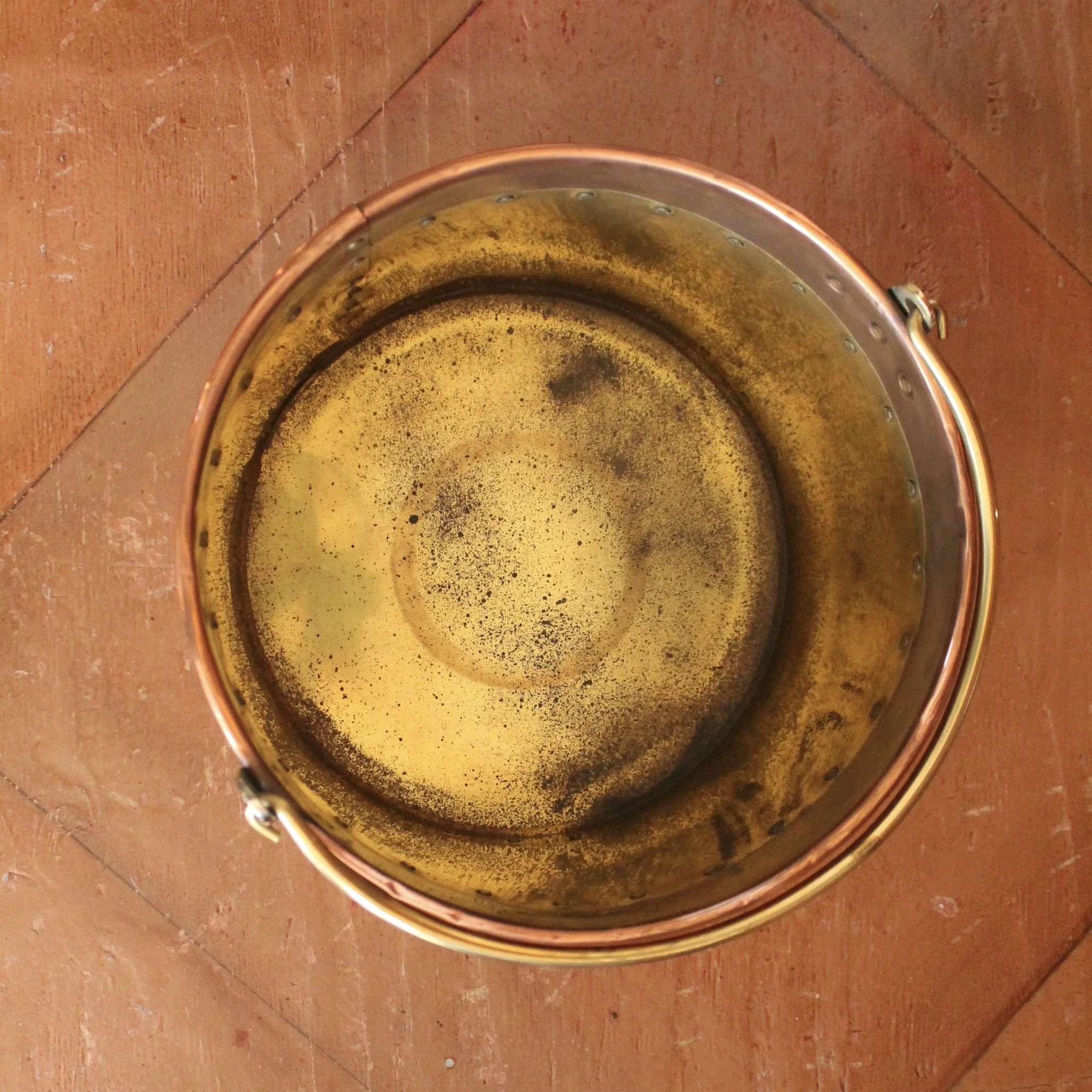 Large Copper and Brass Studded Kindling Bucket