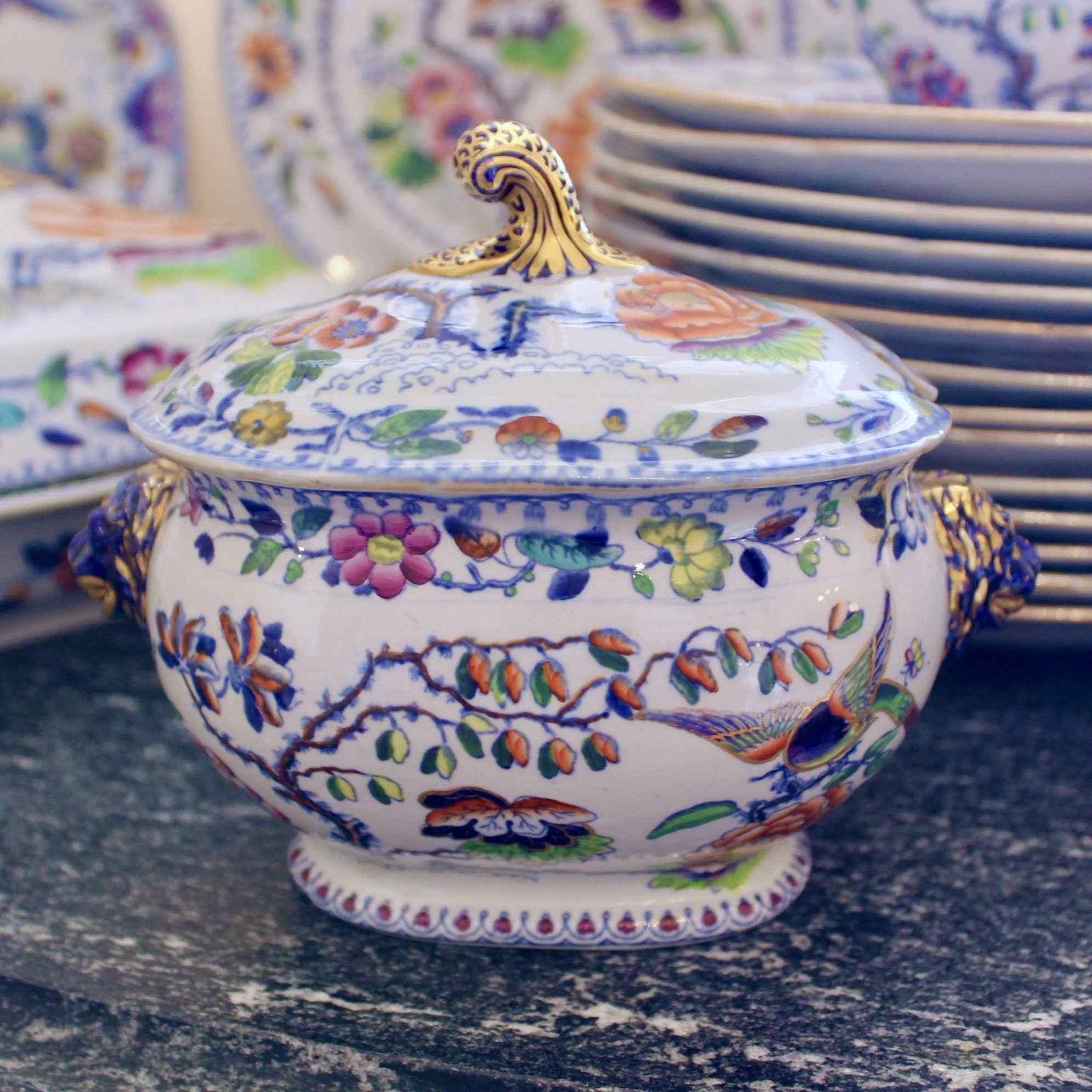 English Ironstone Porcelain “Flying Bird” Pattern