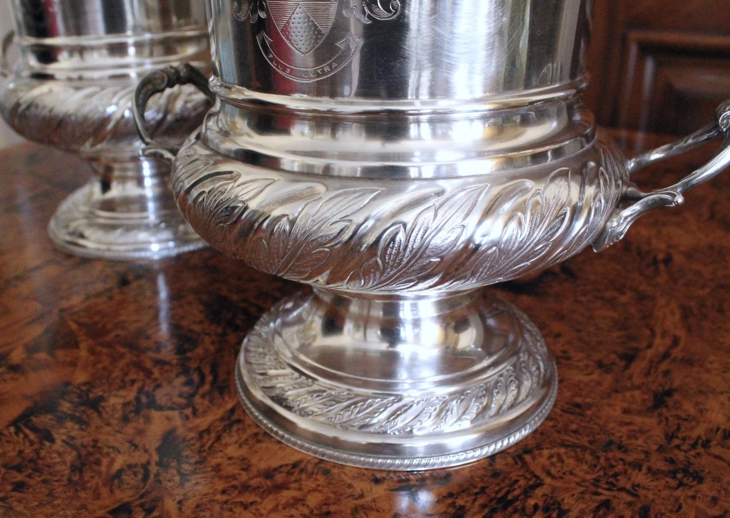 English Silver Plate Campagna Urns,  Champagne / Wine Coolers