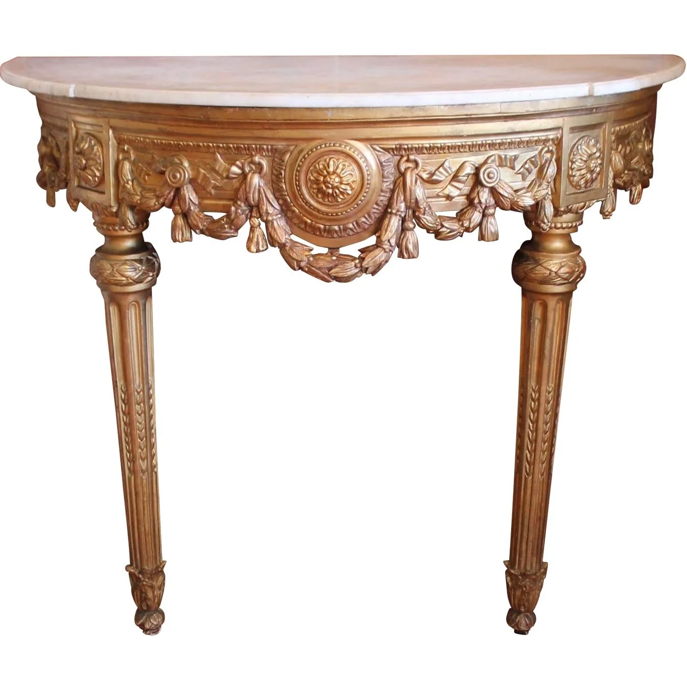 Italian Neoclassical Demilune Giltwood Console Table