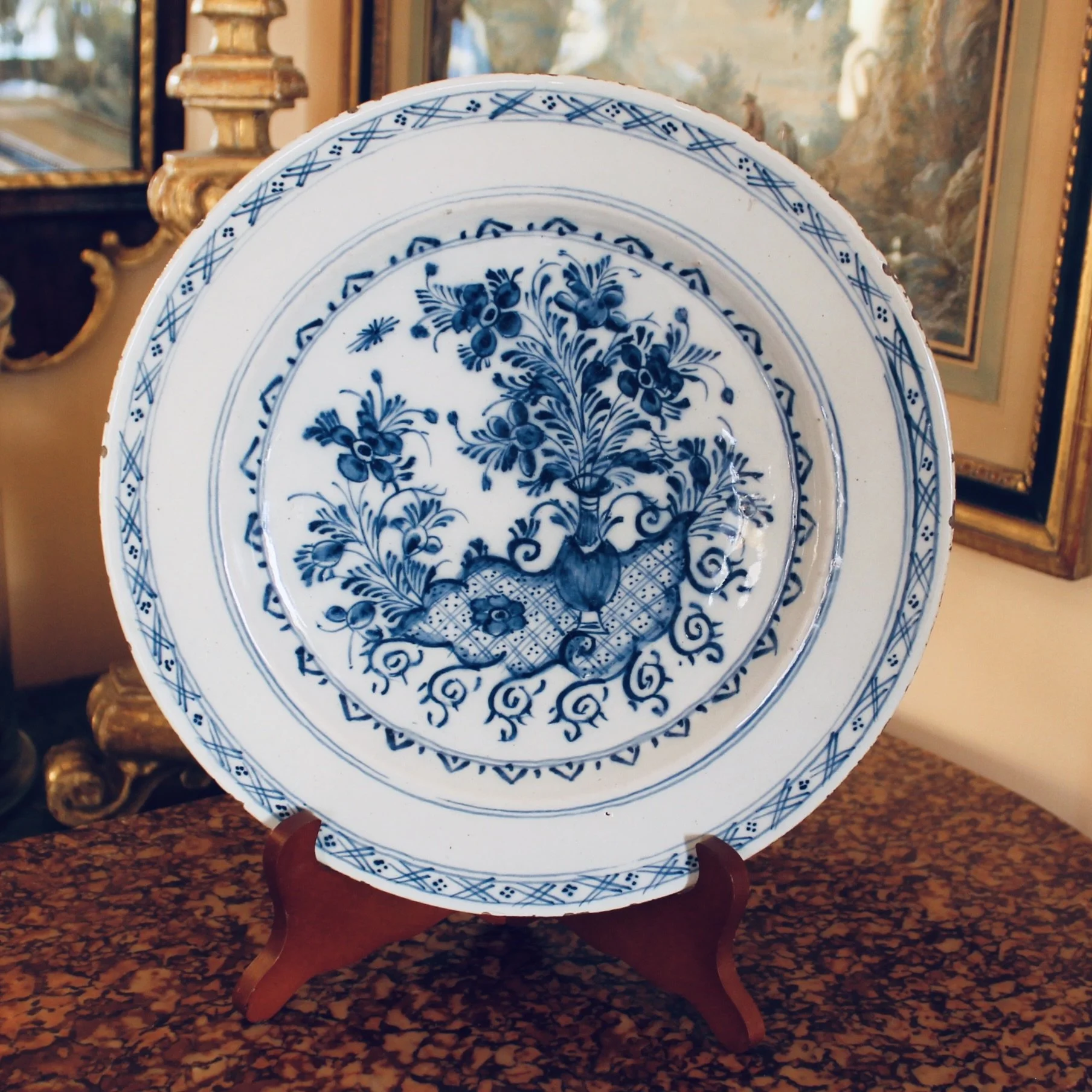 Large Rococo Delftware Plate