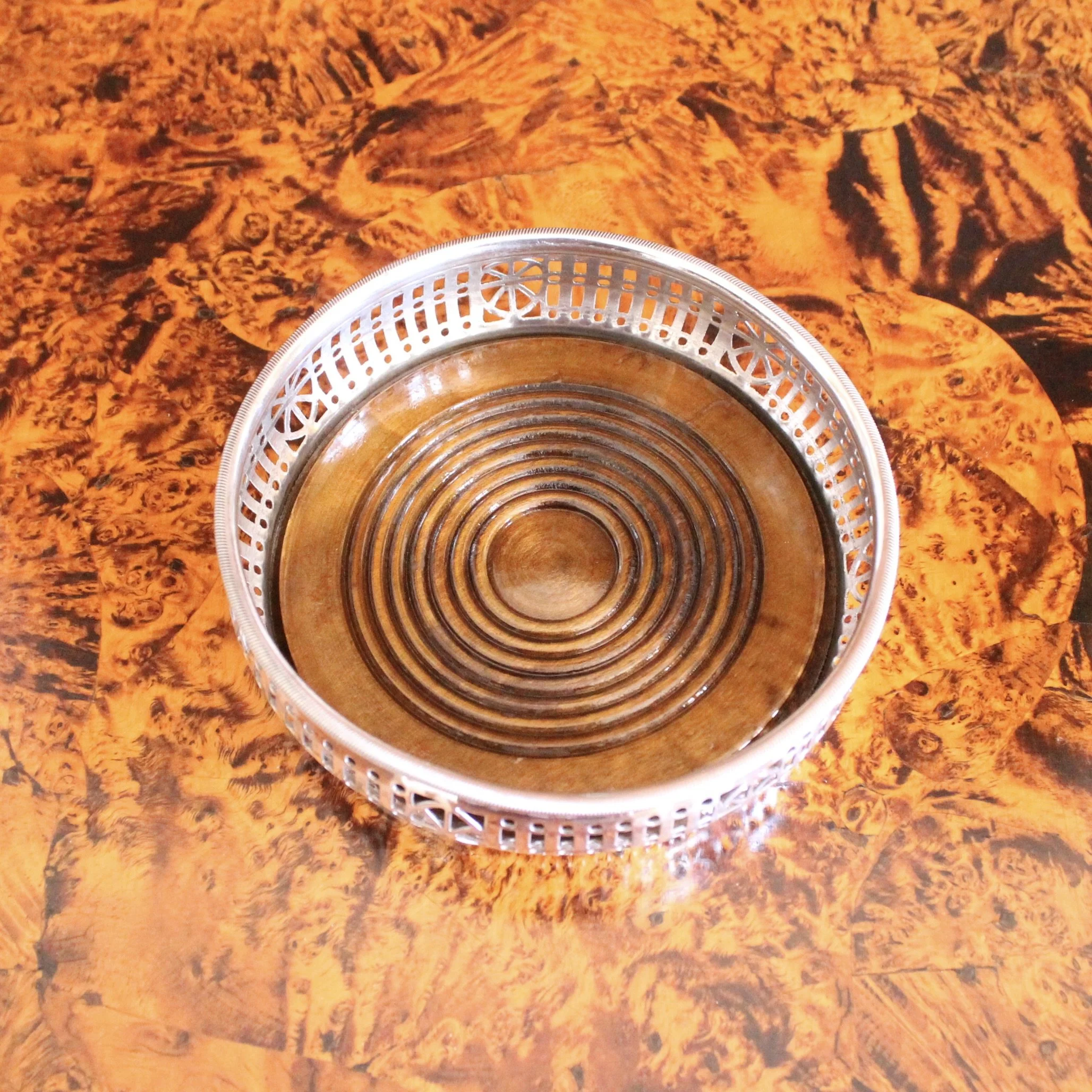 antique English wine bottle coasters