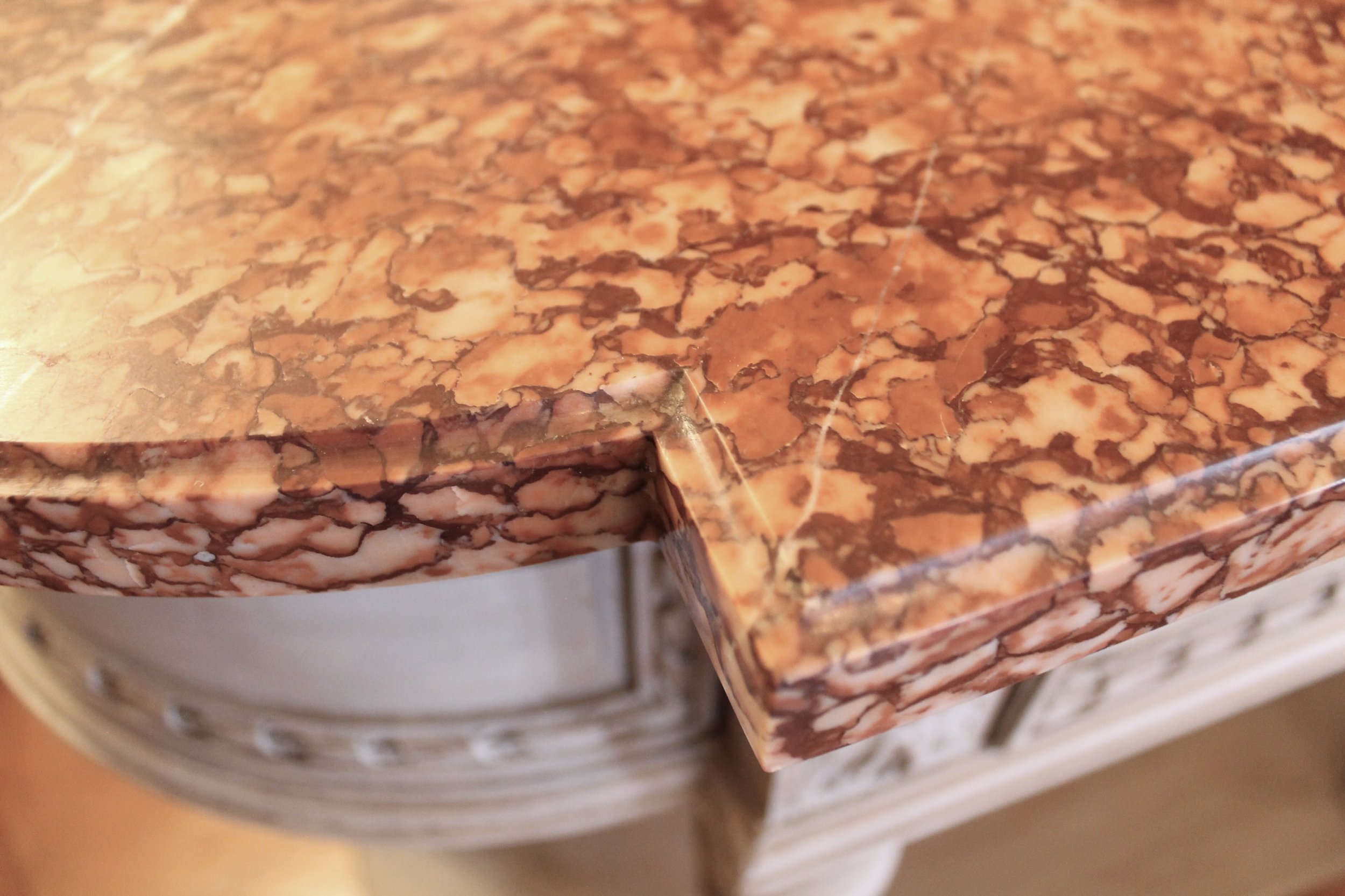 Grey Painted Louis XVI Style Console Table with Marble Top