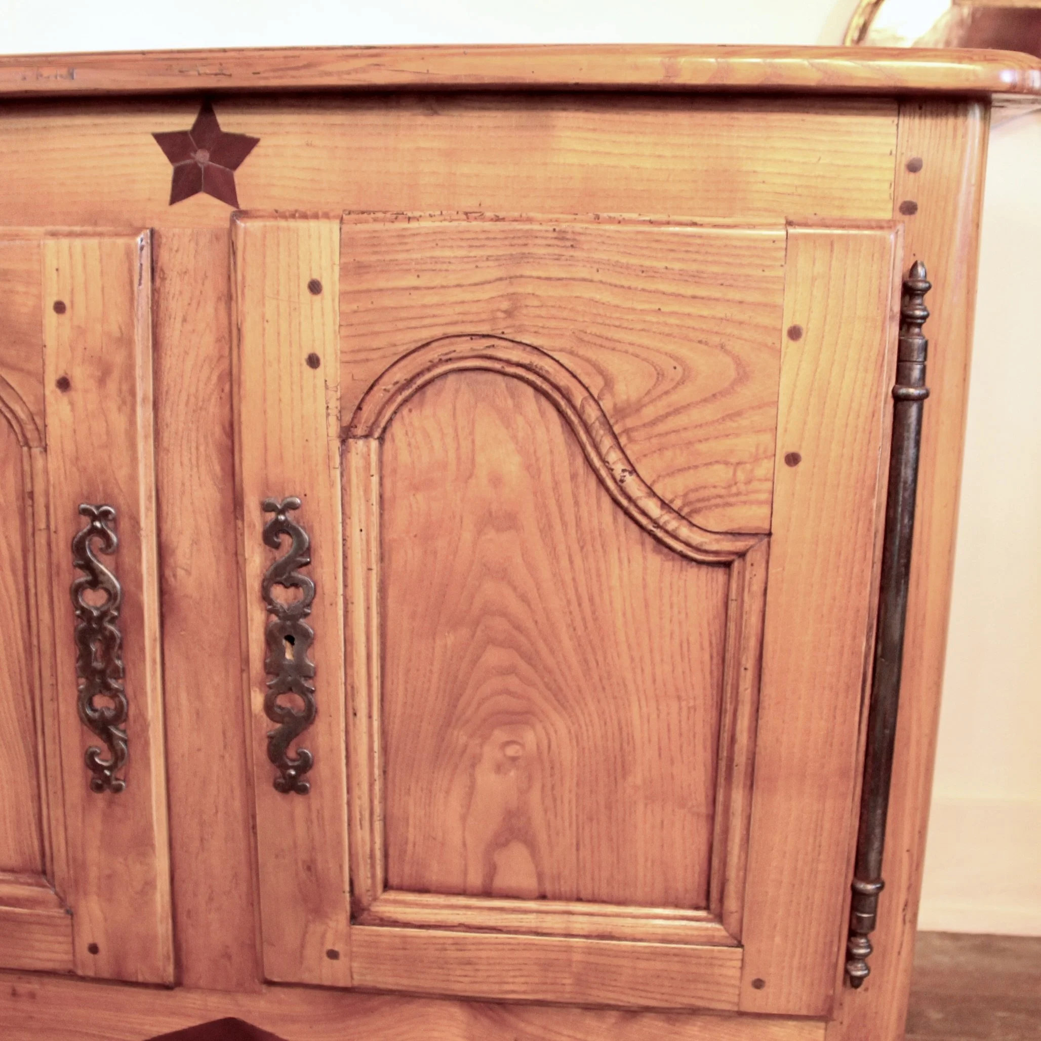 Small French Provincial Louis XV Elm Cabinet, 19th Century