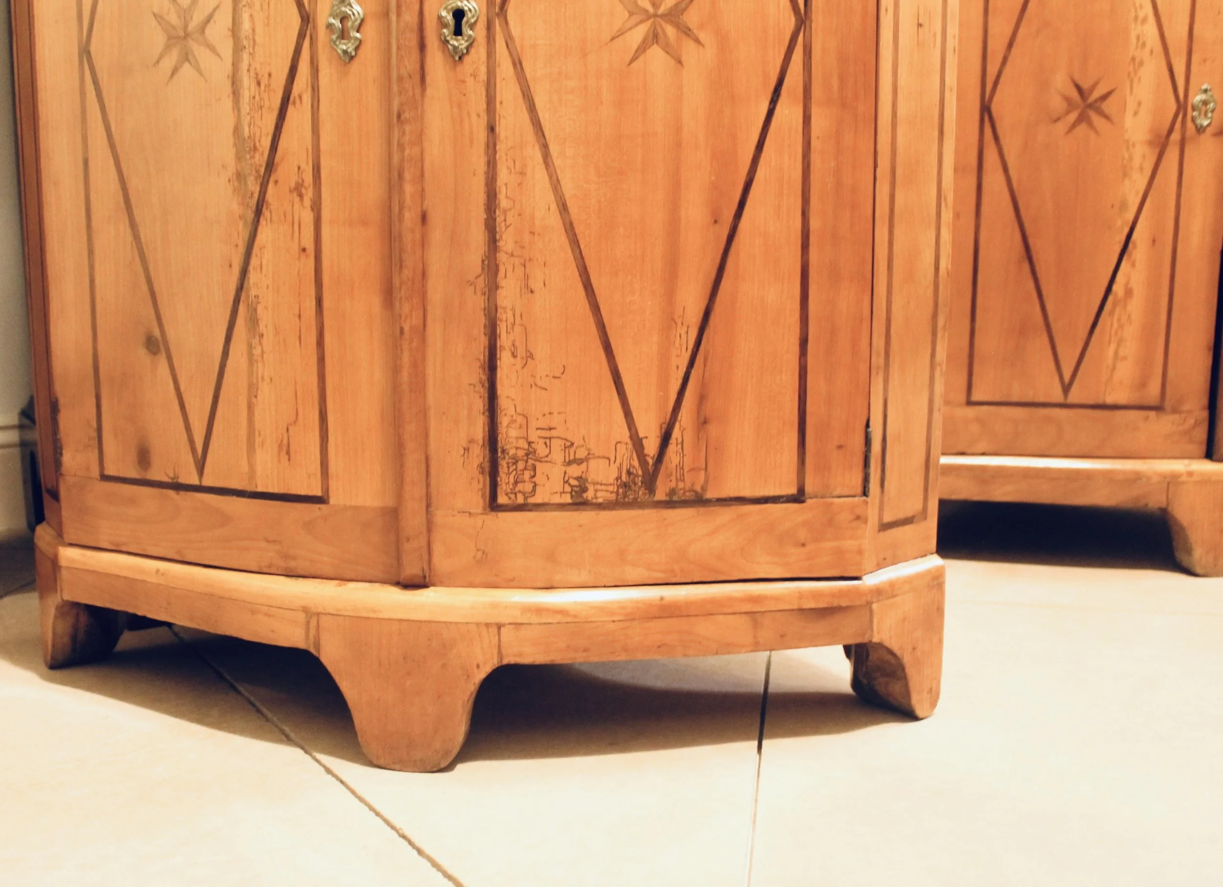 Pair of Directoire Biedermeier Corner Cabinets